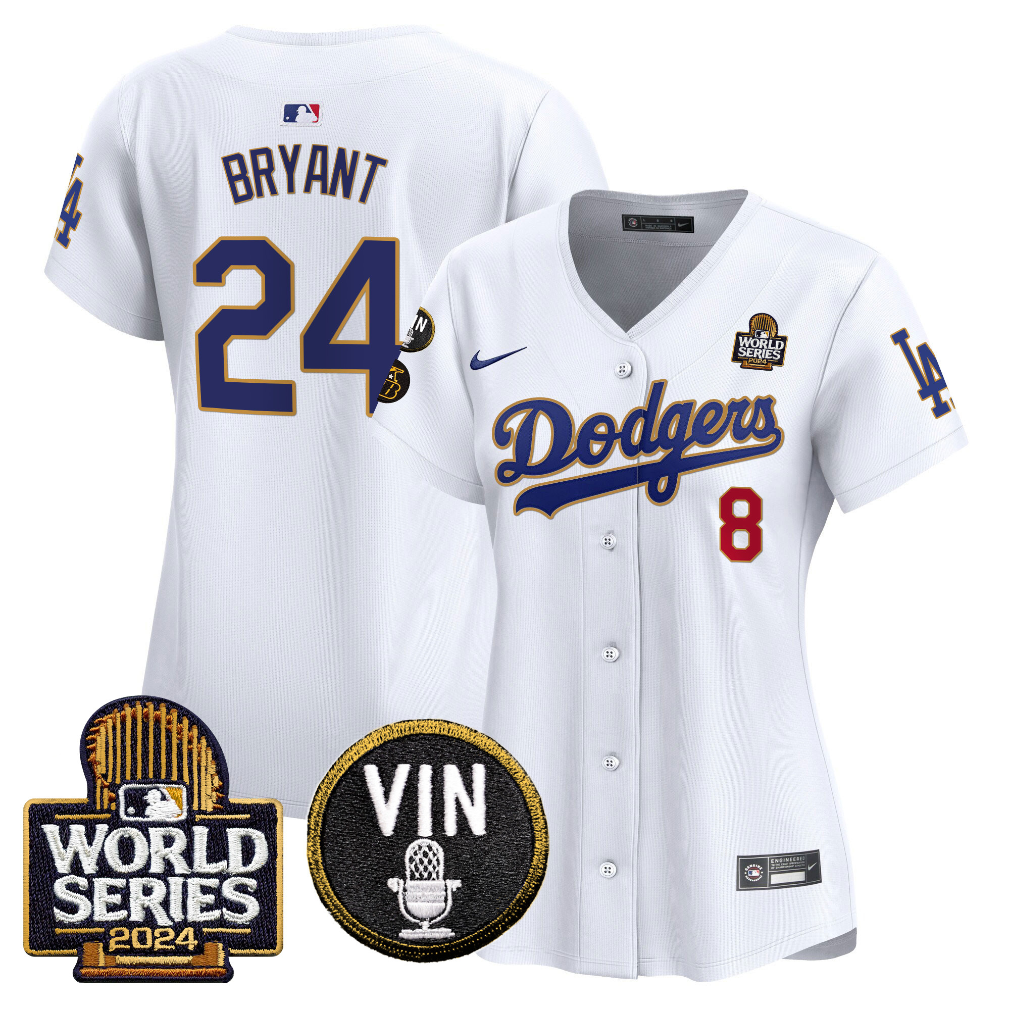 Women's Dodgers 2024 World Series Gold Trim Vapor Premier Limited Jersey V2 - All Stitched - Image 25
