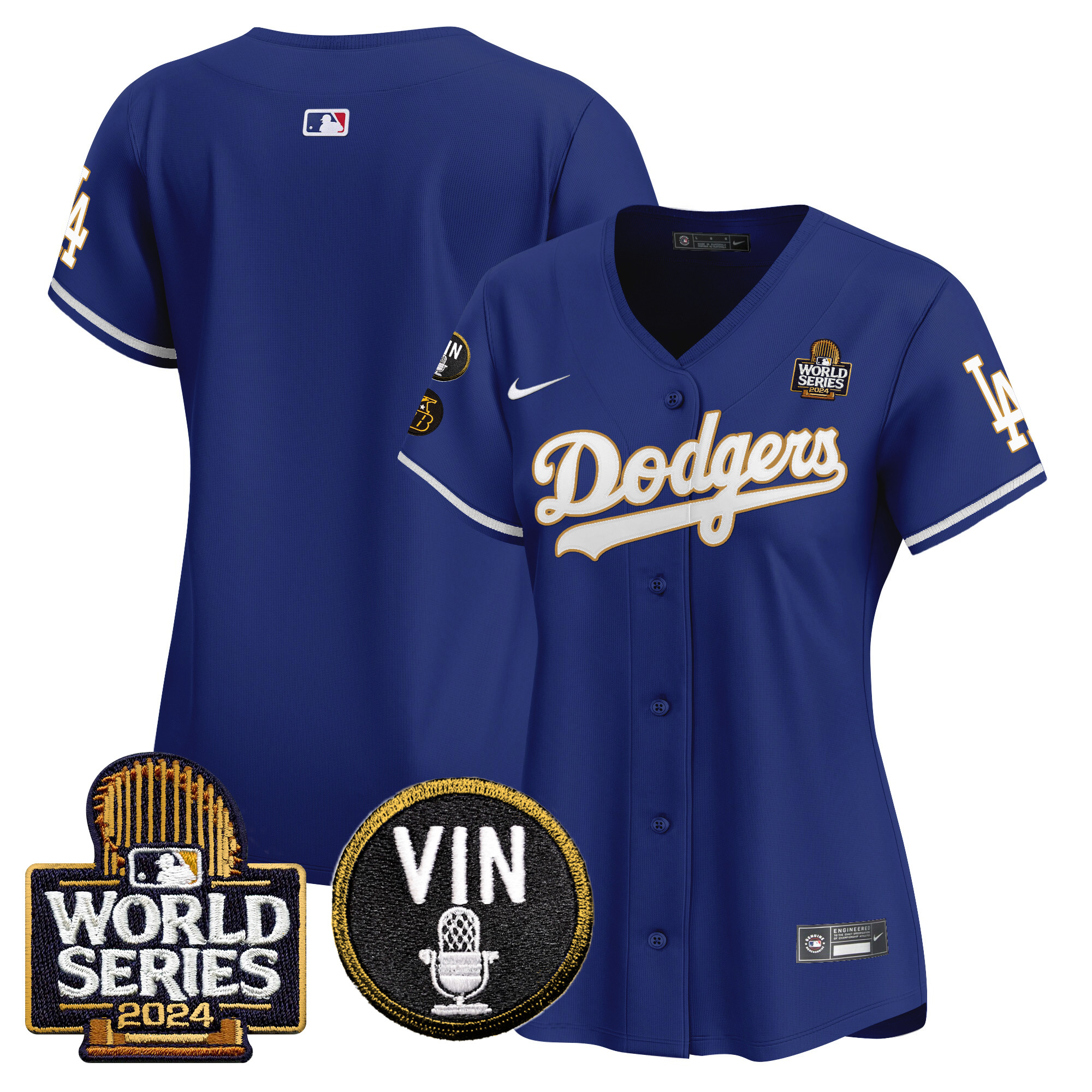 Women's Dodgers 2024 World Series Gold Trim Vapor Premier Limited Jersey V2 - All Stitched - Image 40