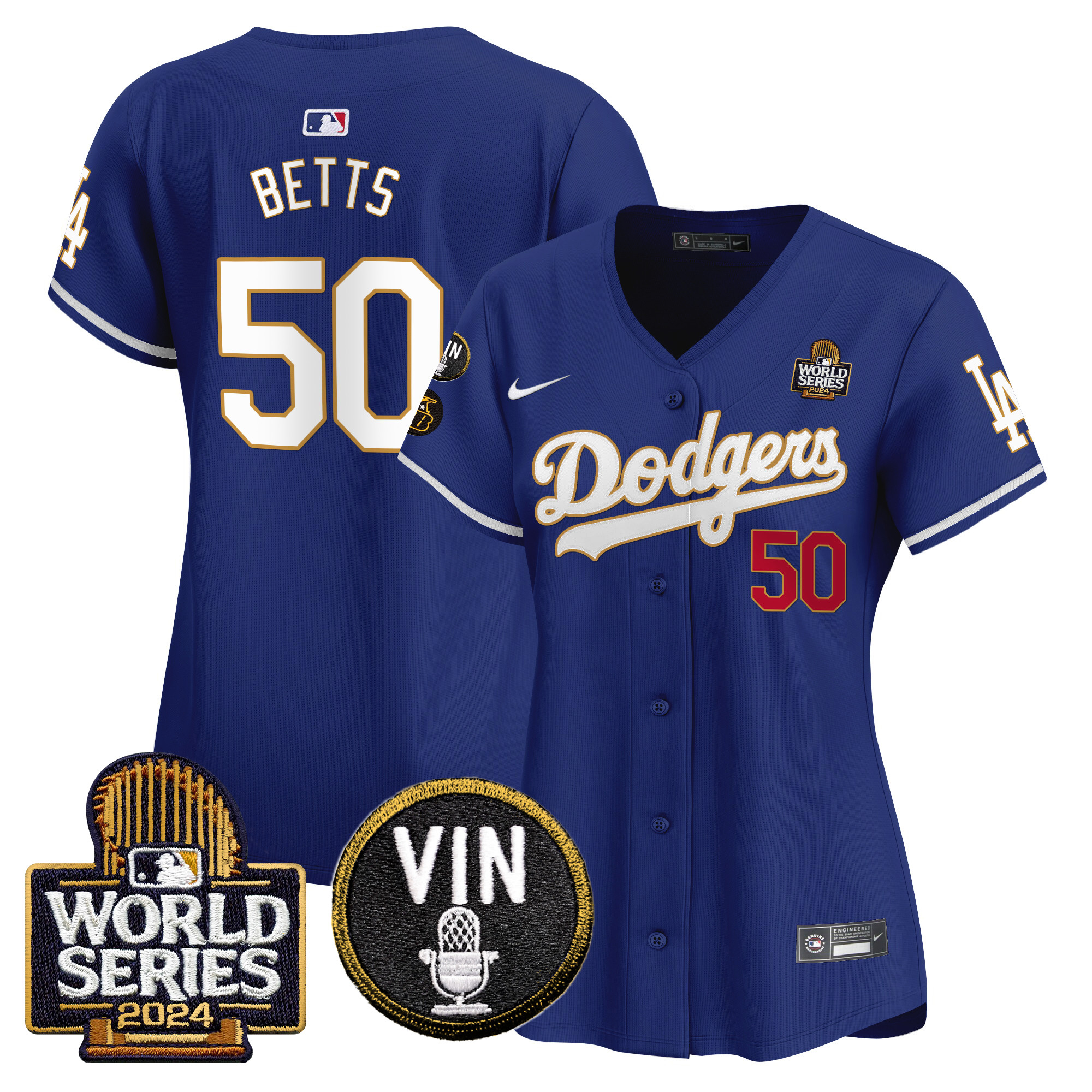 Women's Dodgers 2024 World Series Gold Trim Vapor Premier Limited Jersey V2 - All Stitched - Image 34