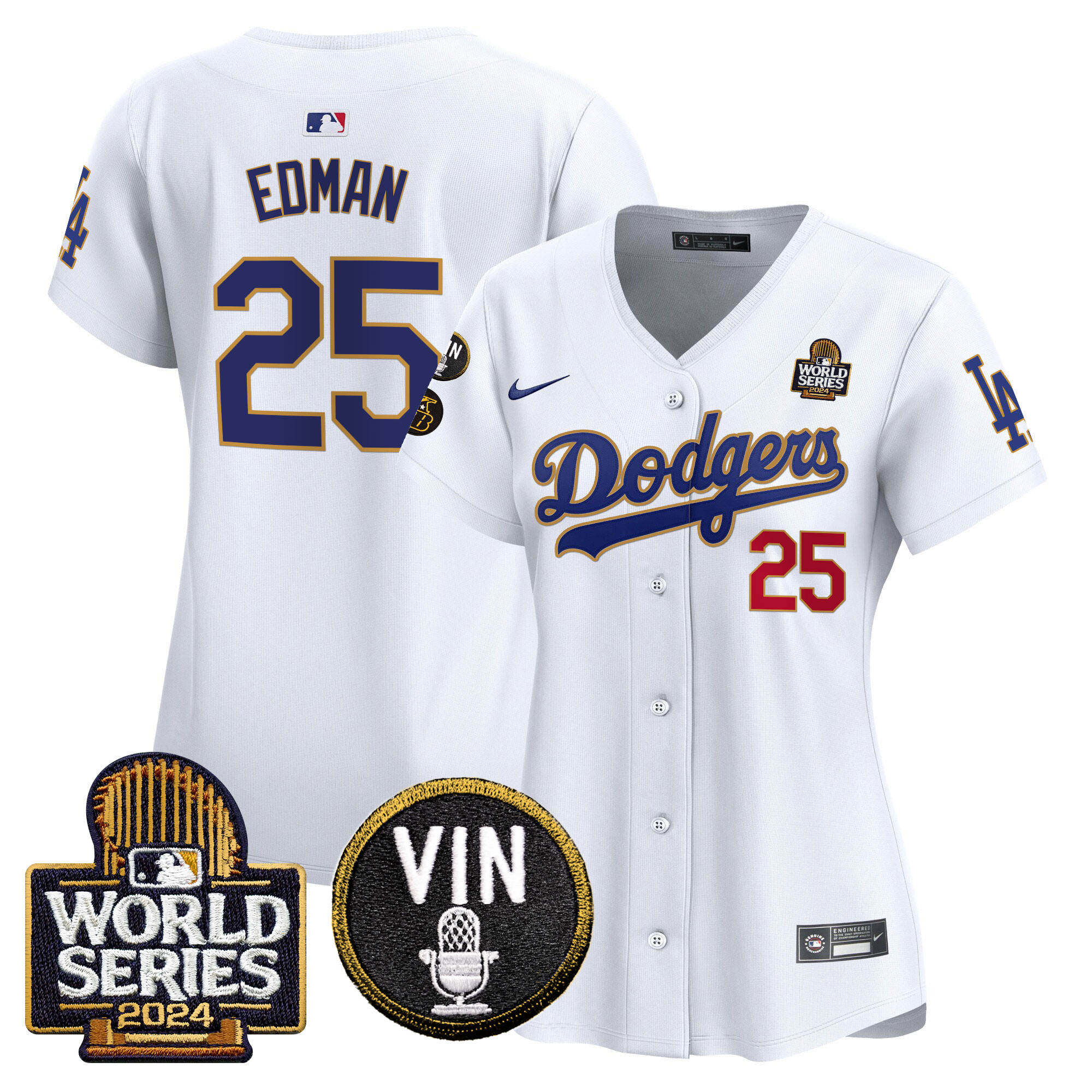 Women's Dodgers 2024 World Series Gold Trim Vapor Premier Limited Jersey V2 - All Stitched - Image 29