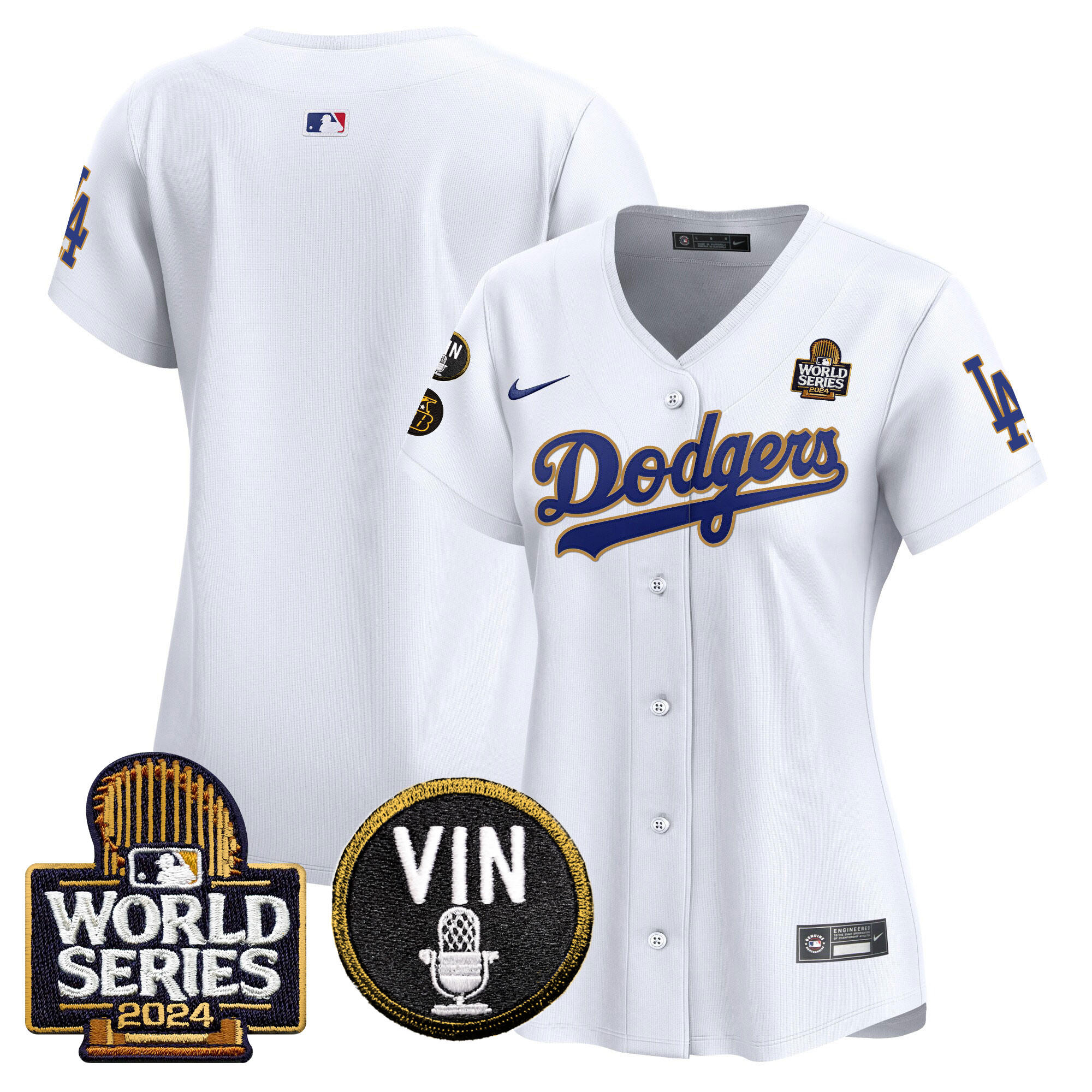 Women's Dodgers 2024 World Series Gold Trim Vapor Premier Limited Jersey V2 - All Stitched - Image 30