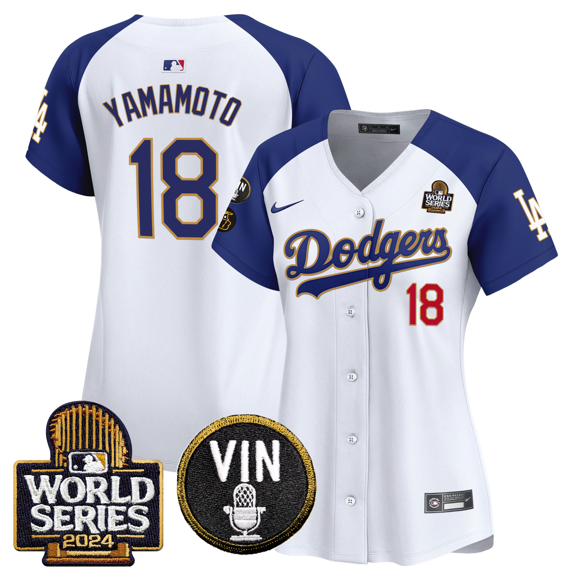 Women's Dodgers 2024 World Series Gold Trim Vapor Premier Limited Jersey V2 - All Stitched - Image 48