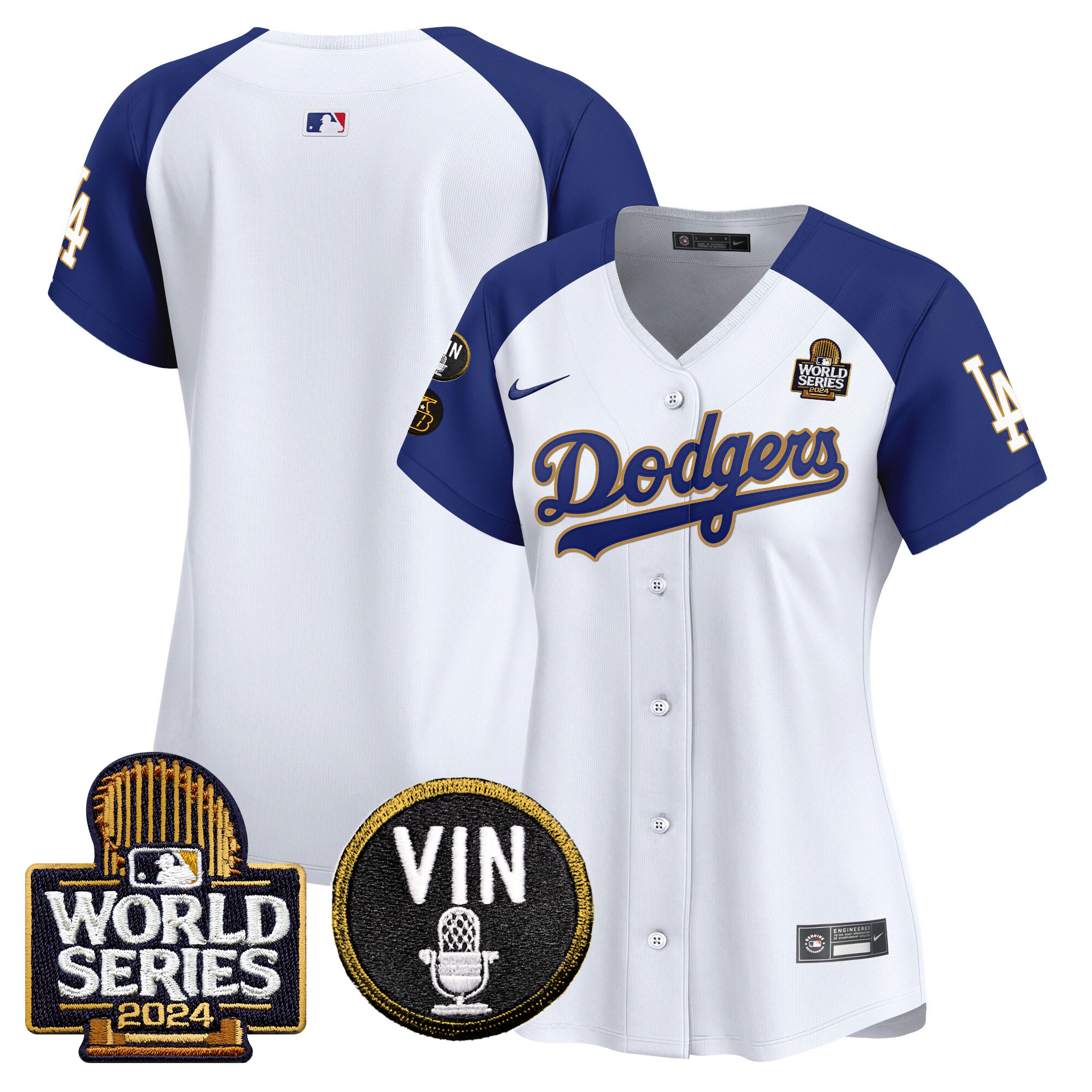 Women's Dodgers 2024 World Series Gold Trim Vapor Premier Limited Jersey V2 - All Stitched - Image 50