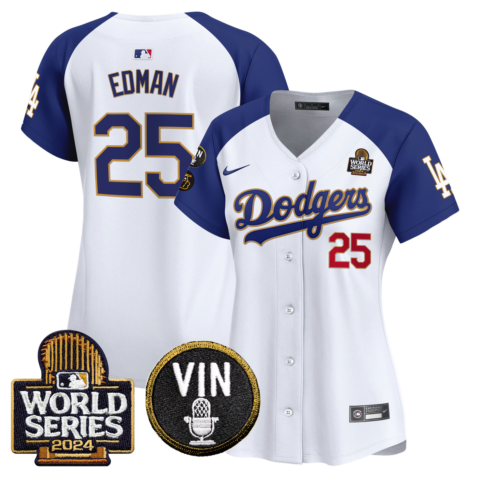 Women's Dodgers 2024 World Series Gold Trim Vapor Premier Limited Jersey V2 - All Stitched - Image 49