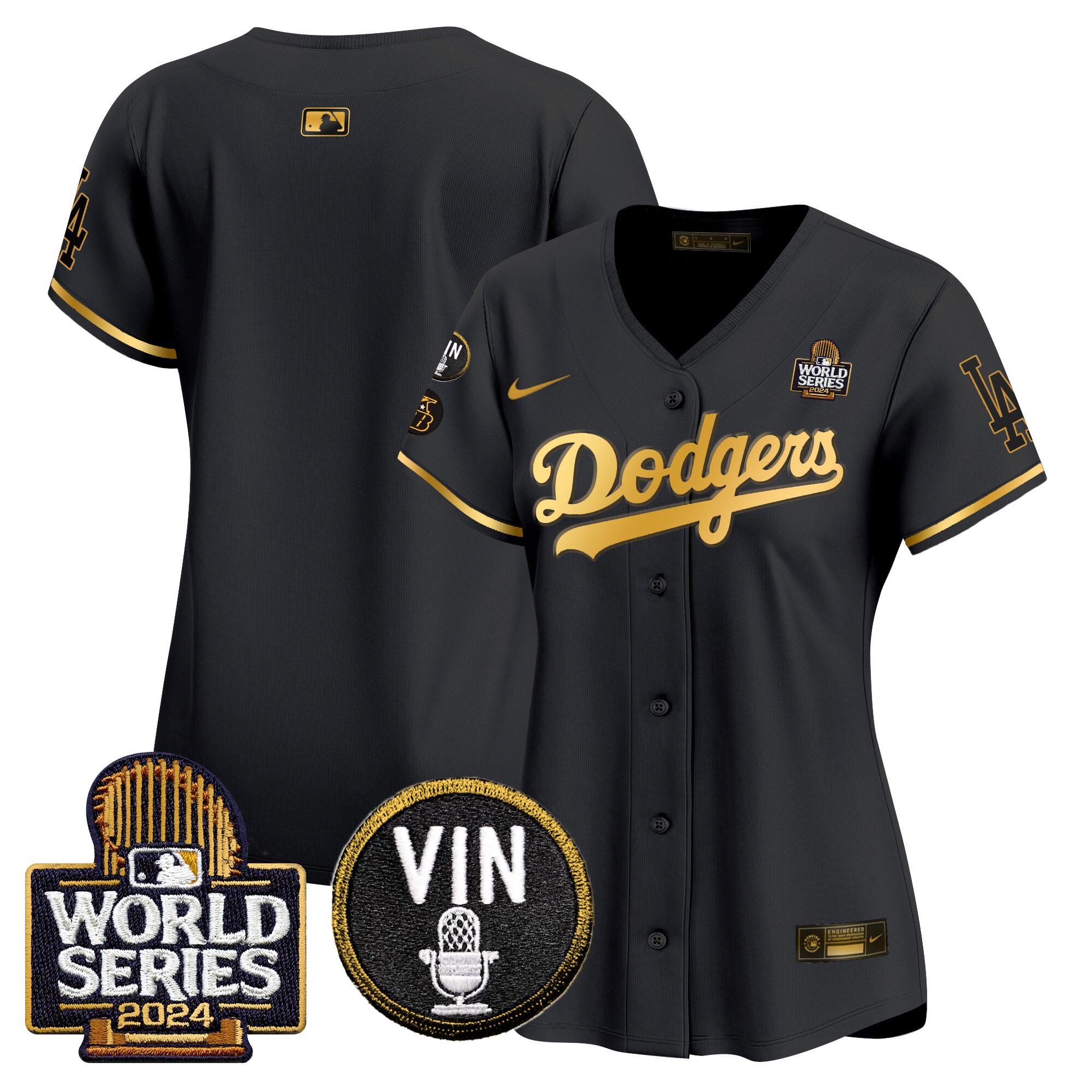 Women's Dodgers 2024 World Series Gold Trim Vapor Premier Limited Jersey V2 - All Stitched - Image 10