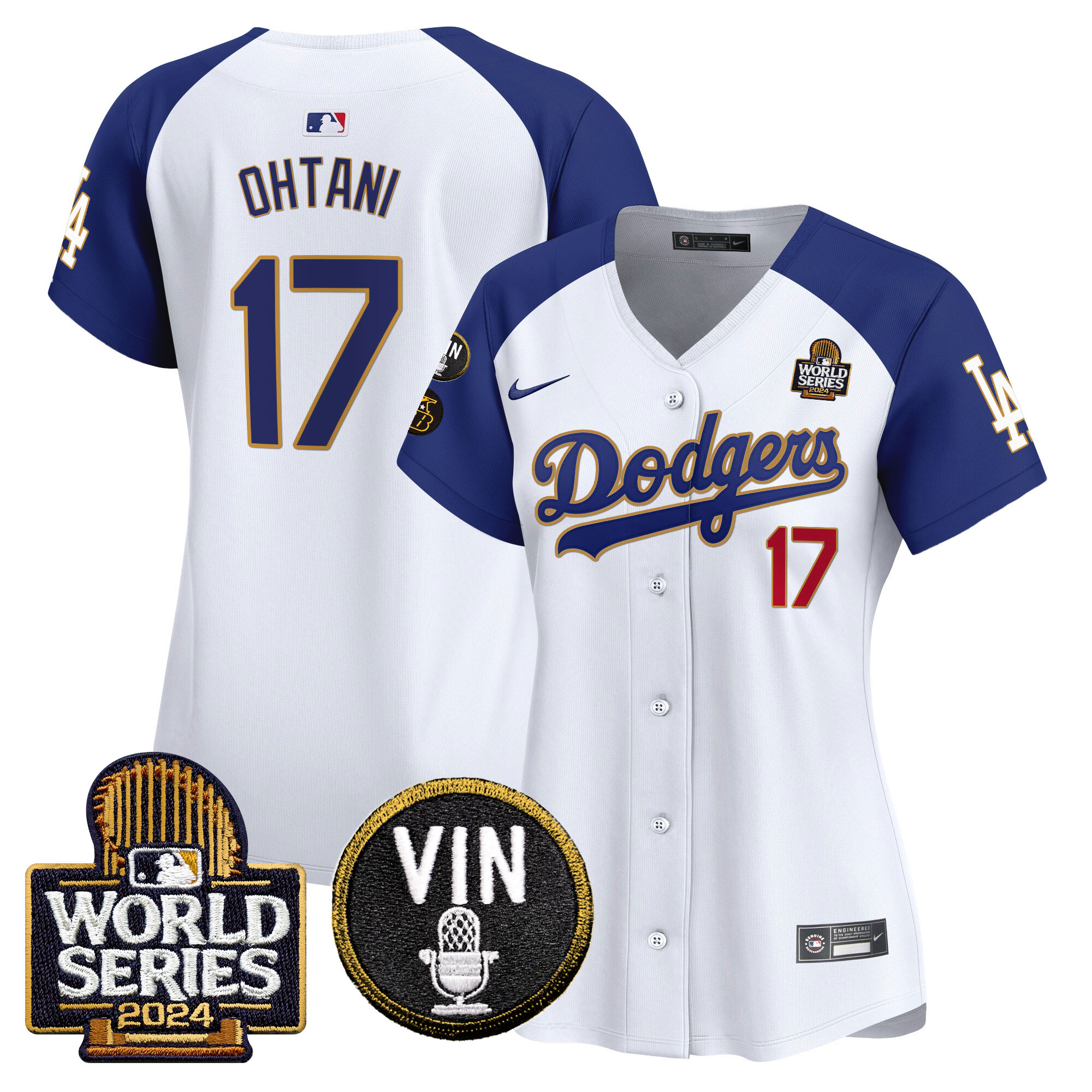 Women's Dodgers 2024 World Series Gold Trim Vapor Premier Limited Jersey V2 - All Stitched - Image 42