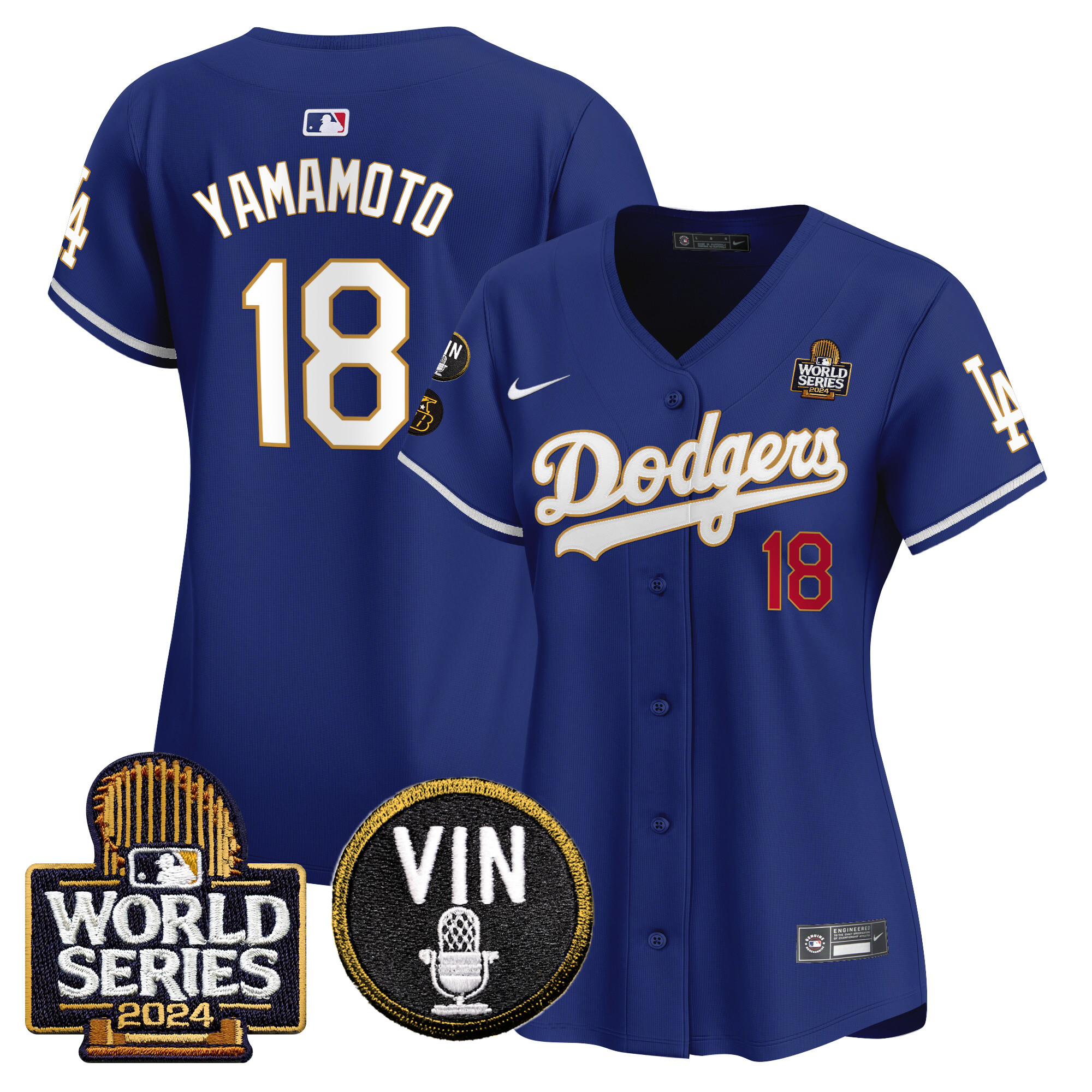 Women's Dodgers 2024 World Series Gold Trim Vapor Premier Limited Jersey V2 - All Stitched - Image 38