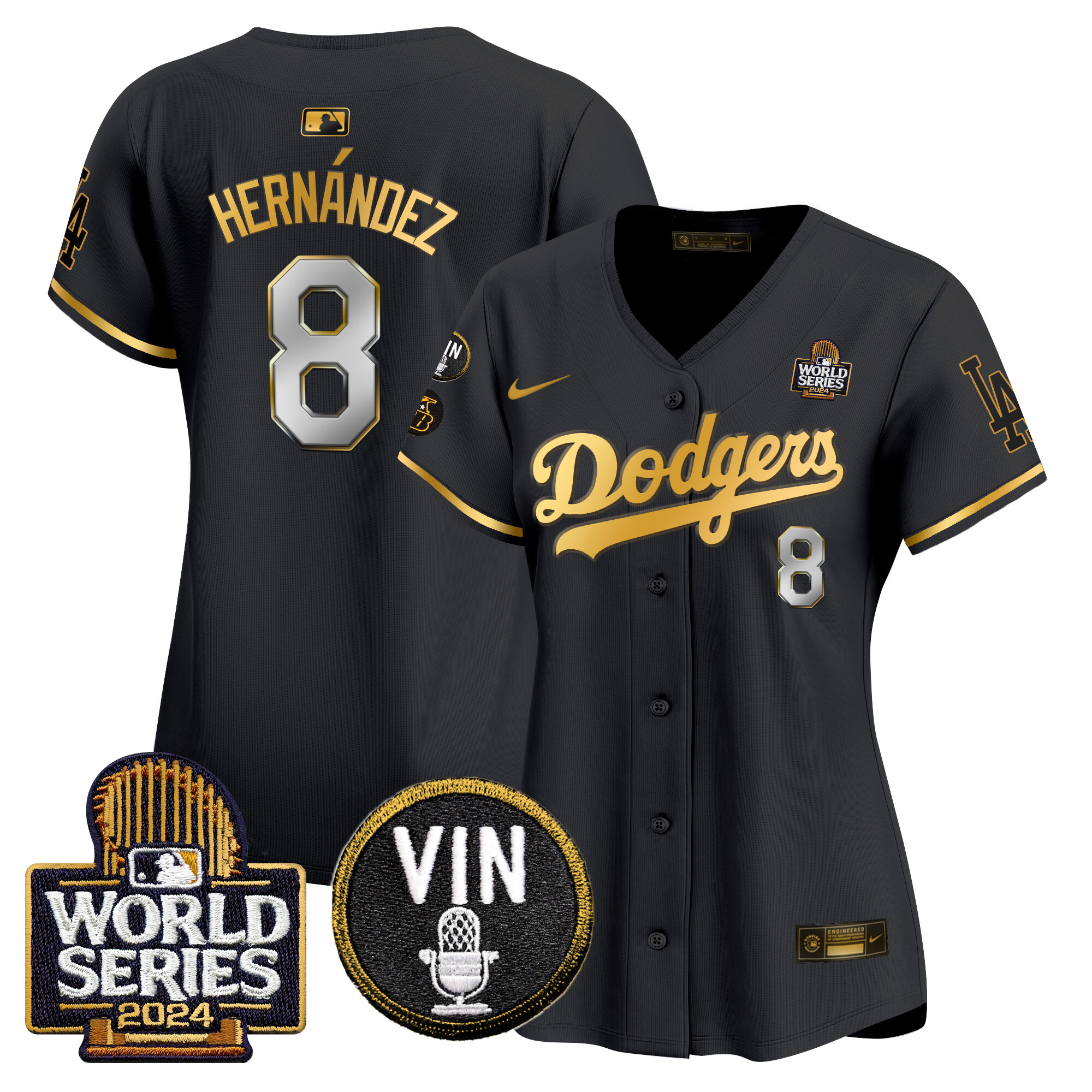 Women's Dodgers 2024 World Series Gold Trim Vapor Premier Limited Jersey V2 - All Stitched - Image 7
