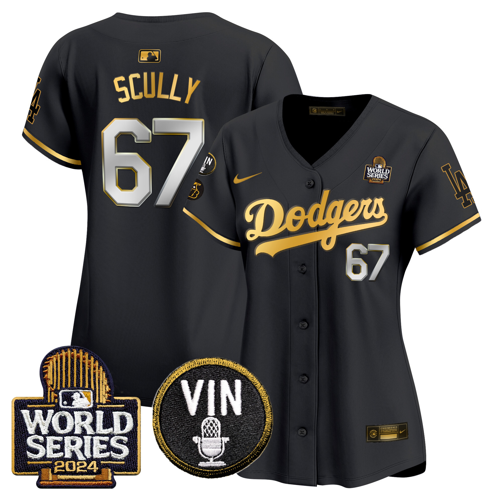 Women's Dodgers 2024 World Series Gold Trim Vapor Premier Limited Jersey V2 - All Stitched - Image 6