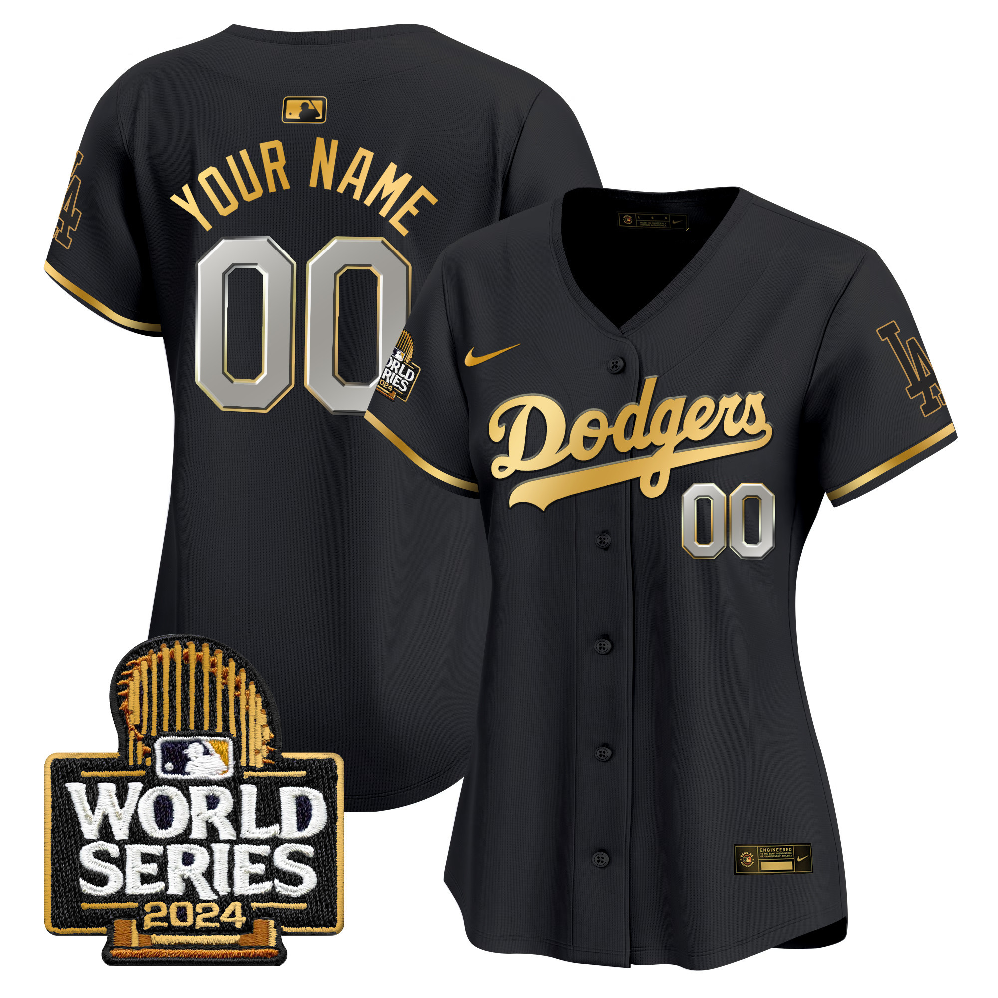 Dodgers 2024 World Series Gold Trim Vapor Premier Limited Custom Jersey - All Stitched - Image 6