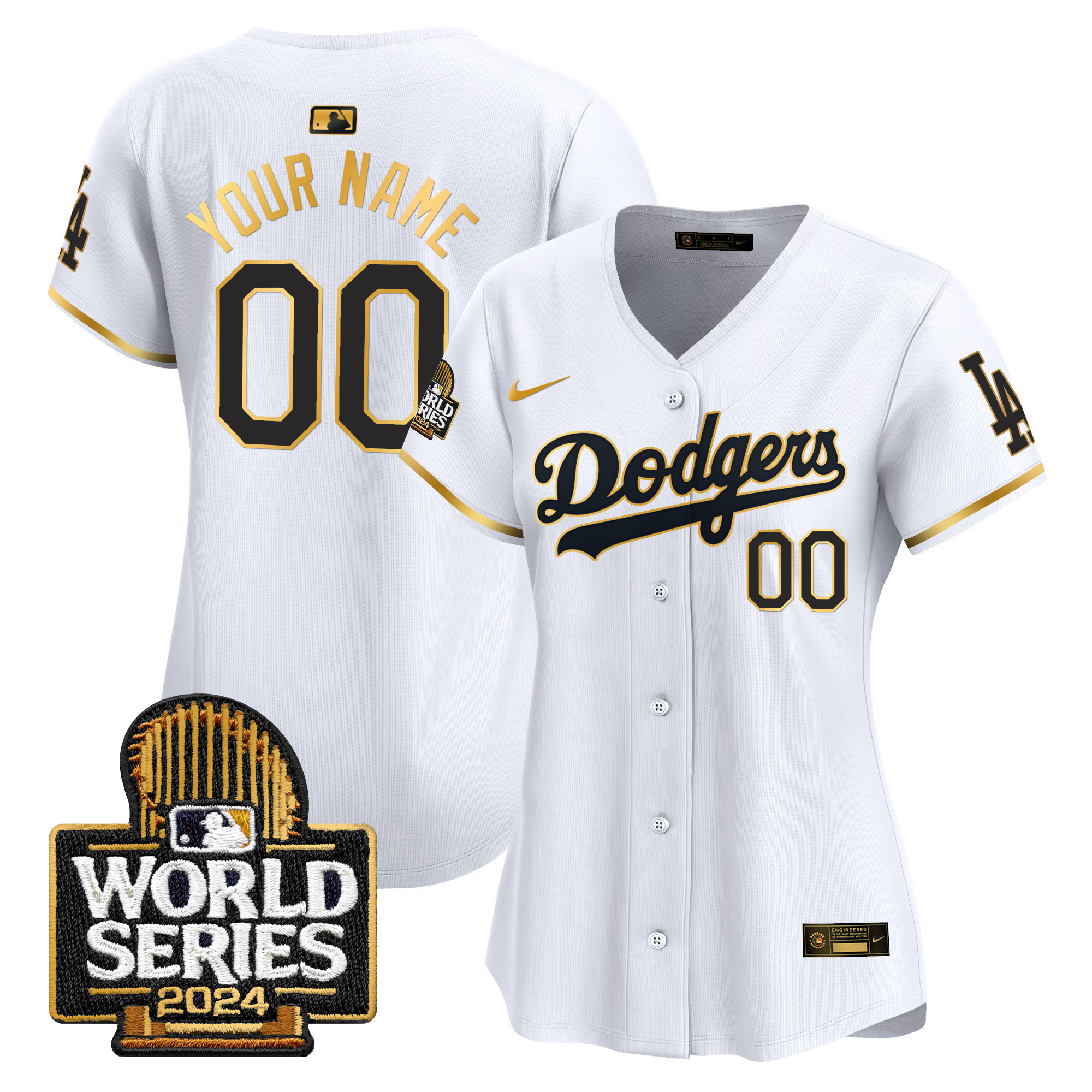 Dodgers 2024 World Series Gold Trim Vapor Premier Limited Custom Jersey - All Stitched - Image 7
