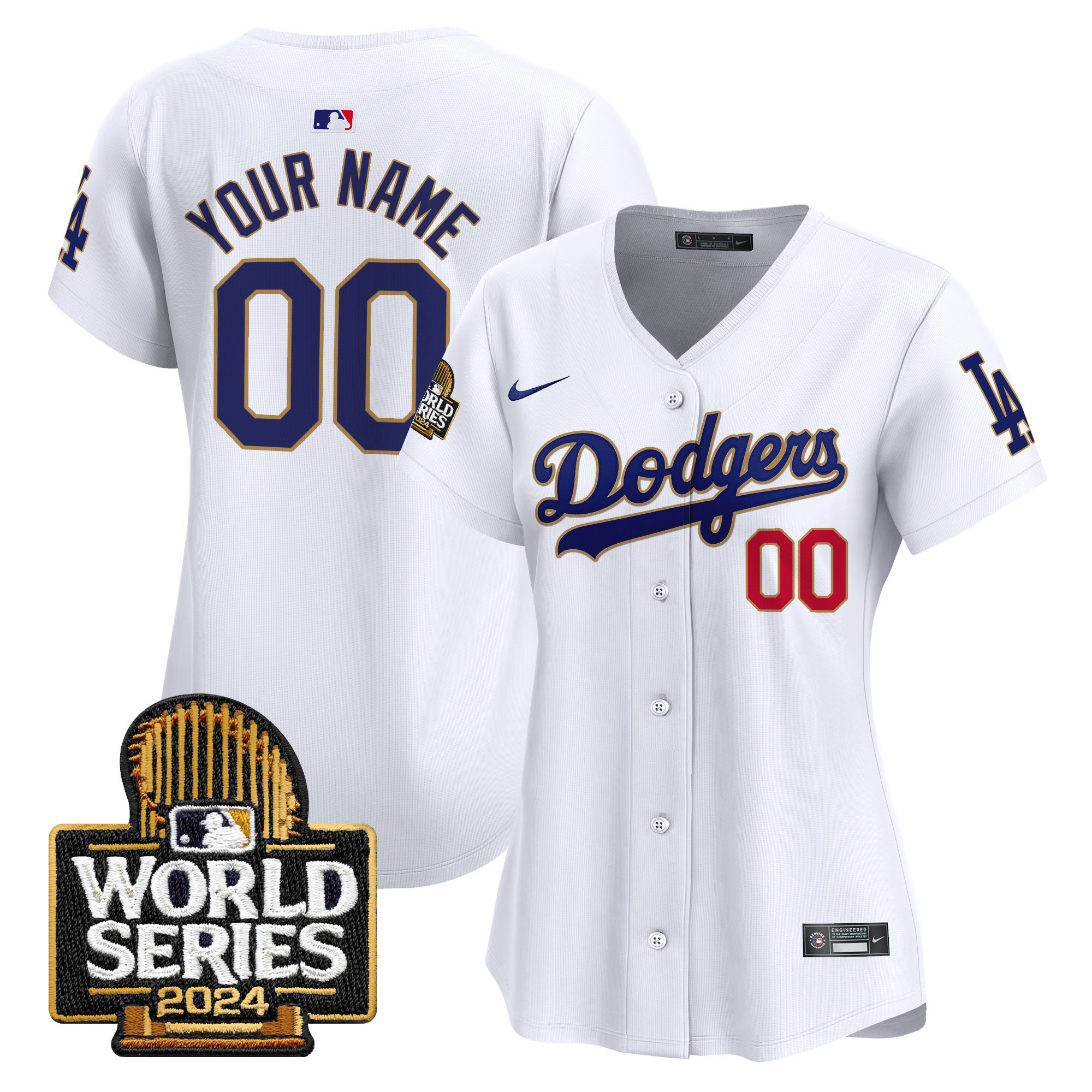 Dodgers 2024 World Series Gold Trim Vapor Premier Limited Custom Jersey - All Stitched - Image 8