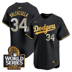 Men's Dodgers 2024 World Series Gold Trim Vapor Premier Limited Jersey - All Stitched