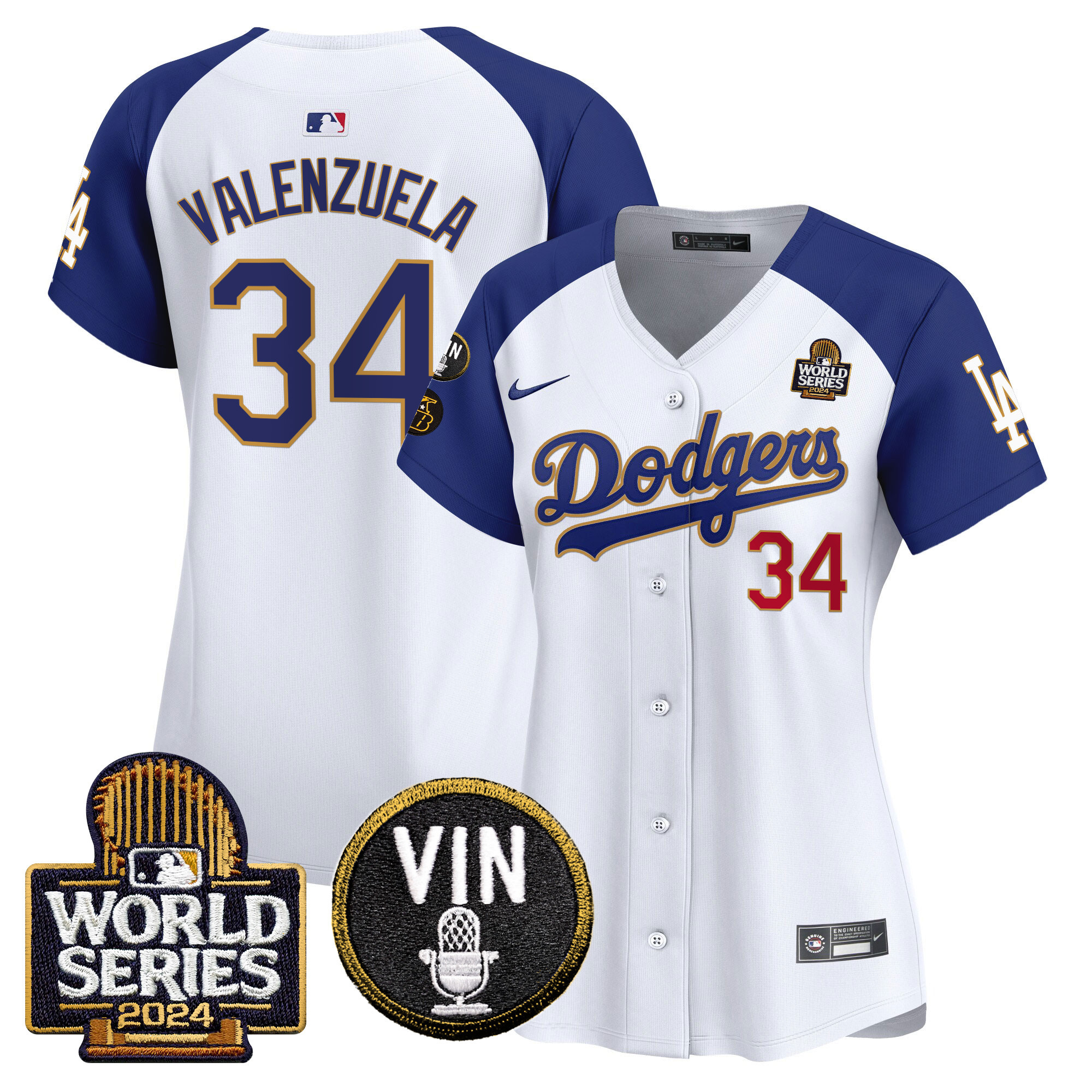 Women's Dodgers 2024 World Series Gold Trim Vapor Premier Limited Jersey V2 - All Stitched - Image 41