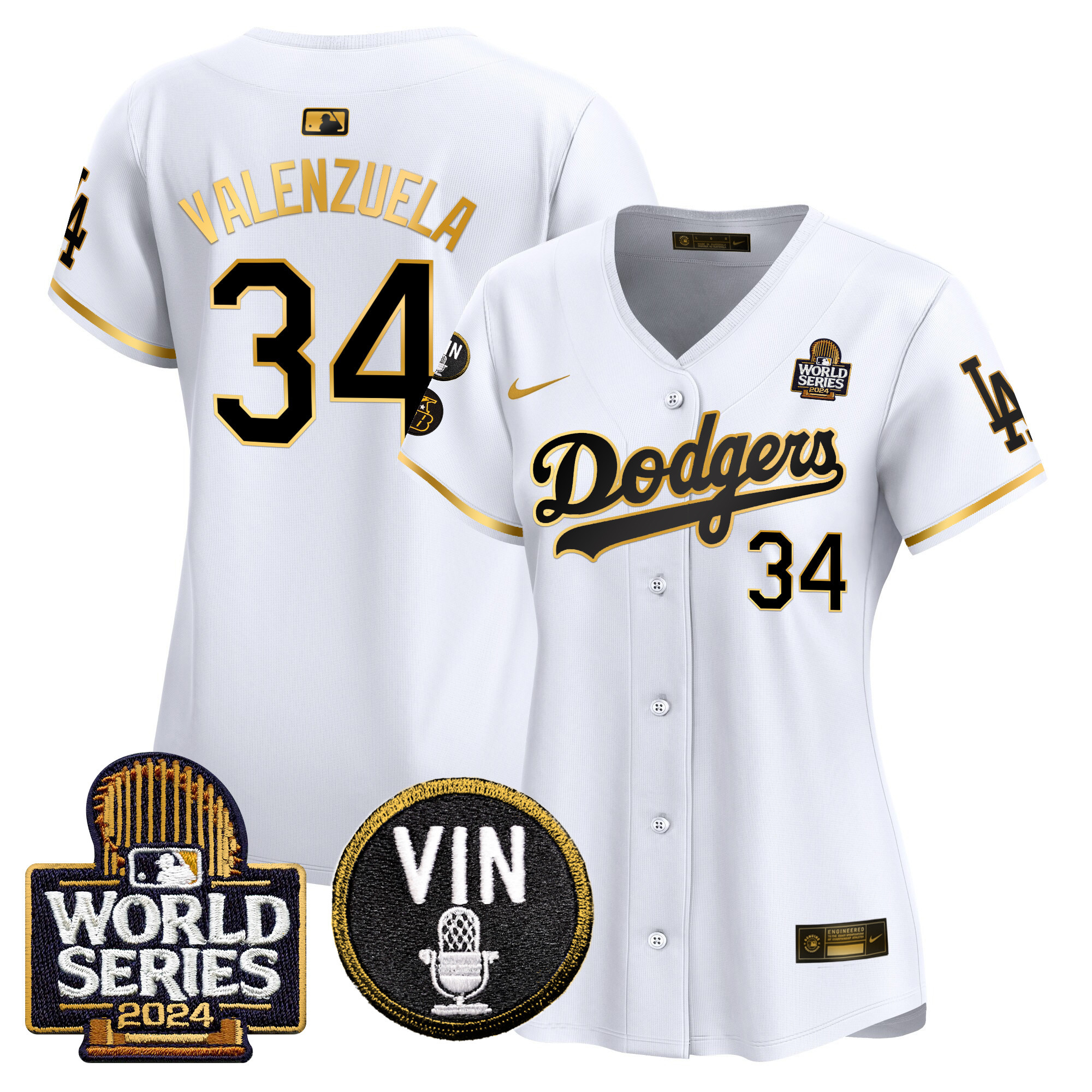 Women's Dodgers 2024 World Series Gold Trim Vapor Premier Limited Jersey V2 - All Stitched - Image 11