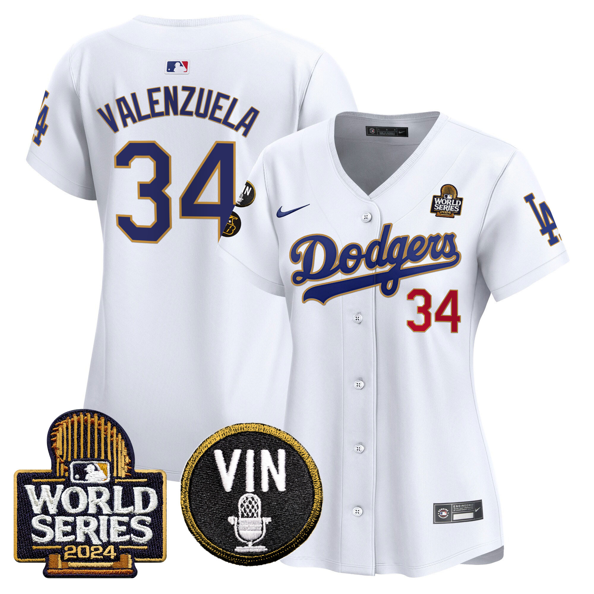 Women's Dodgers 2024 World Series Gold Trim Vapor Premier Limited Jersey V2 - All Stitched - Image 21