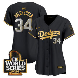 Women's Dodgers 2024 World Series Gold Trim Vapor Premier Limited Jersey - All Stitched