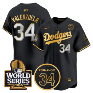 Men's Dodgers Fernando Valenzuela Memorial & 2024 World Series Patch Vapor Premier Limited Jersey - All Stitched