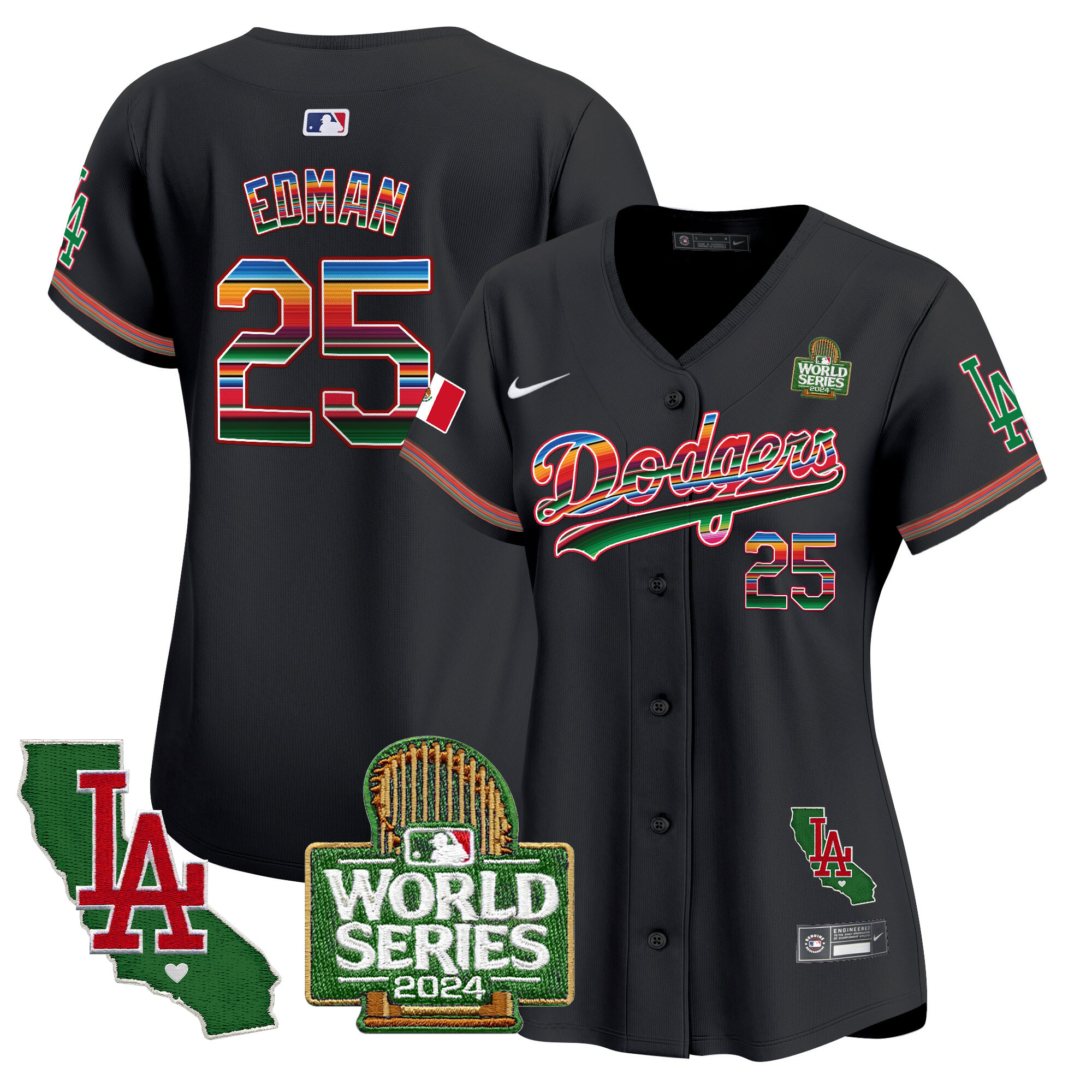 Women's Dodgers Mexico 2024 World Series Vapor Premier Limited Jersey V2 - All Stitched - Image 26