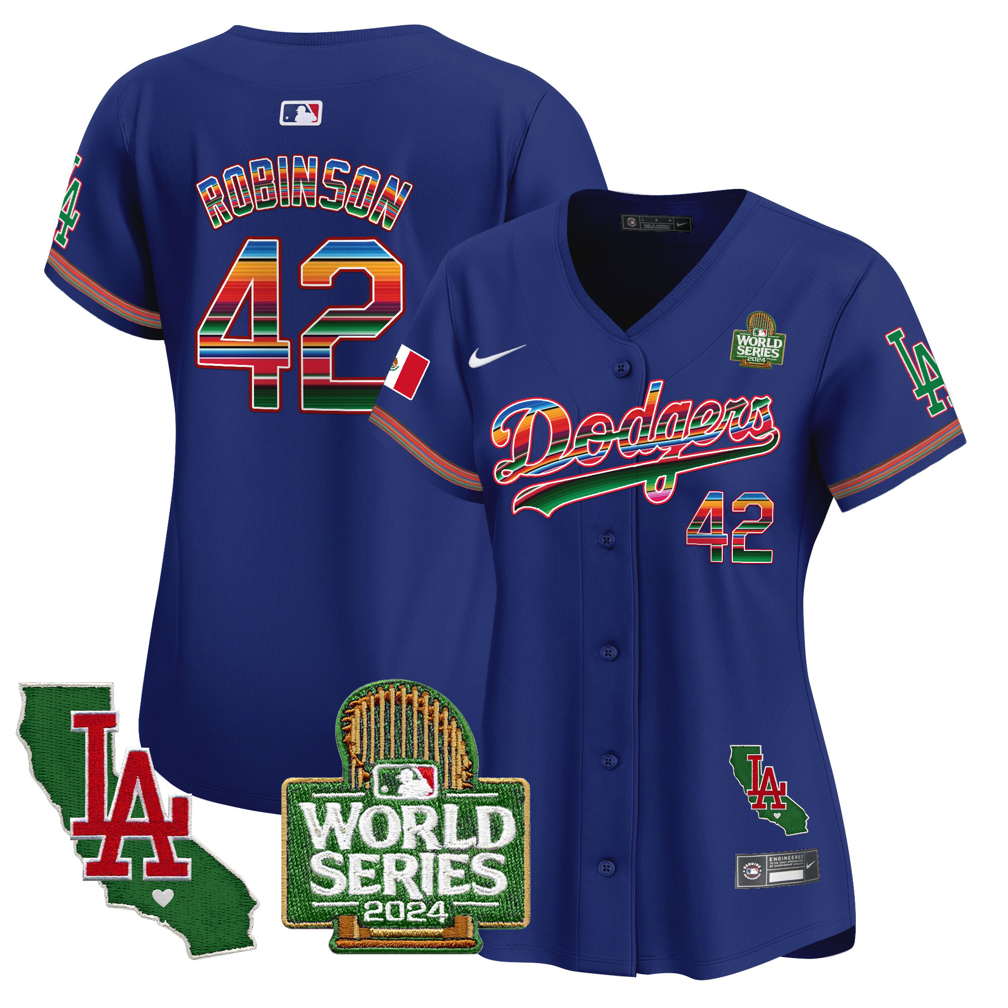 Women's Dodgers Mexico 2024 World Series Vapor Premier Limited Jersey V2 - All Stitched - Image 12