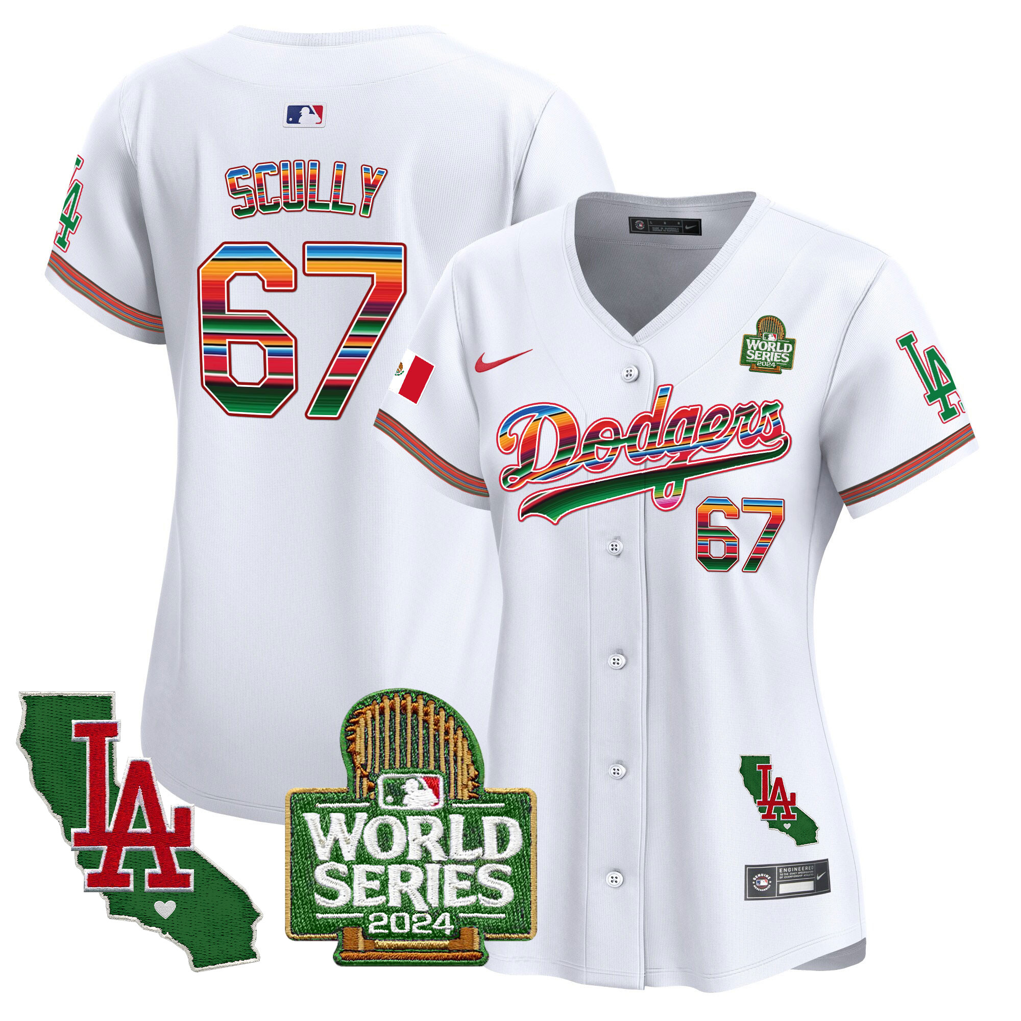Women's Dodgers Mexico 2024 World Series Vapor Premier Limited Jersey V2 - All Stitched - Image 6