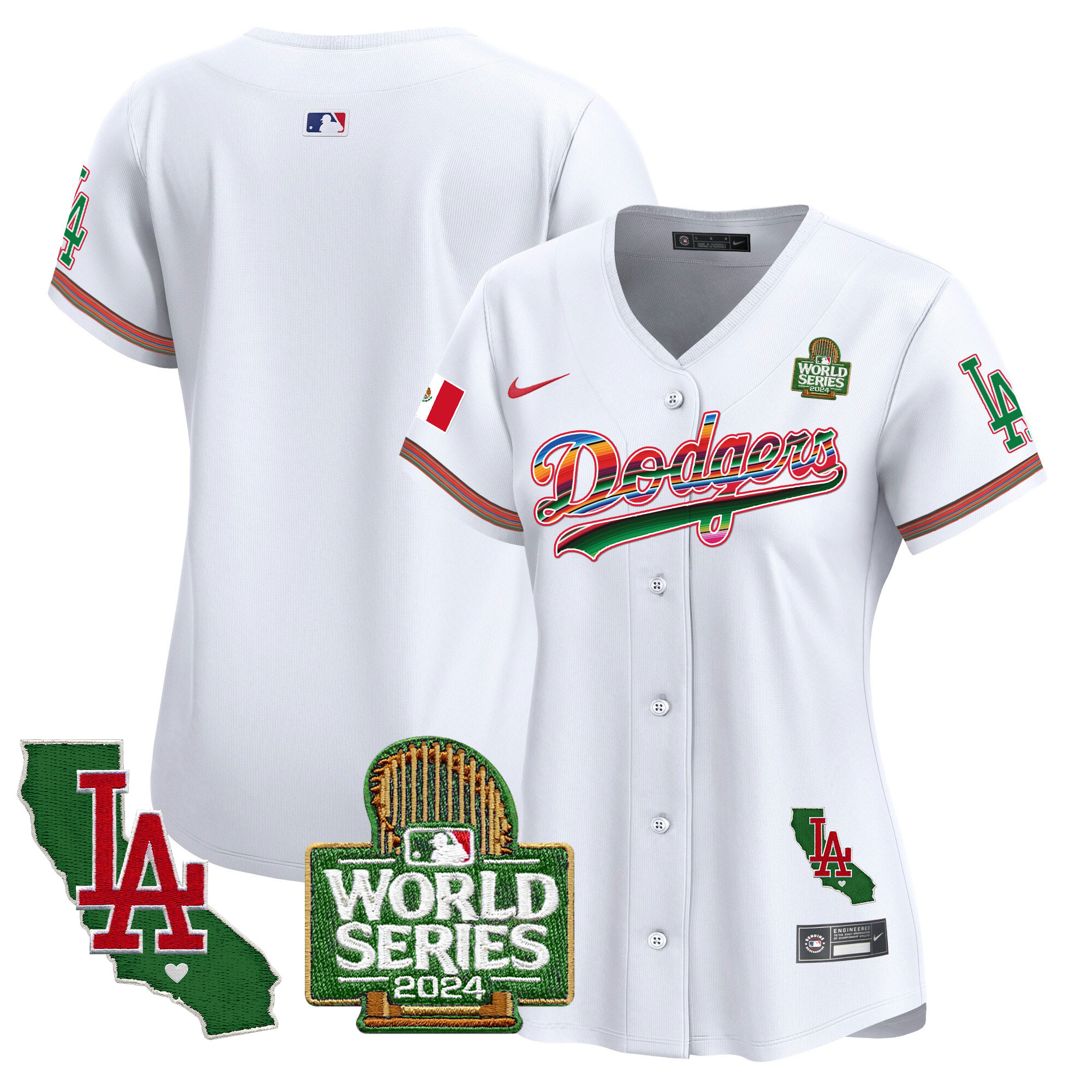 Women's Dodgers Mexico 2024 World Series Vapor Premier Limited Jersey V2 - All Stitched - Image 9