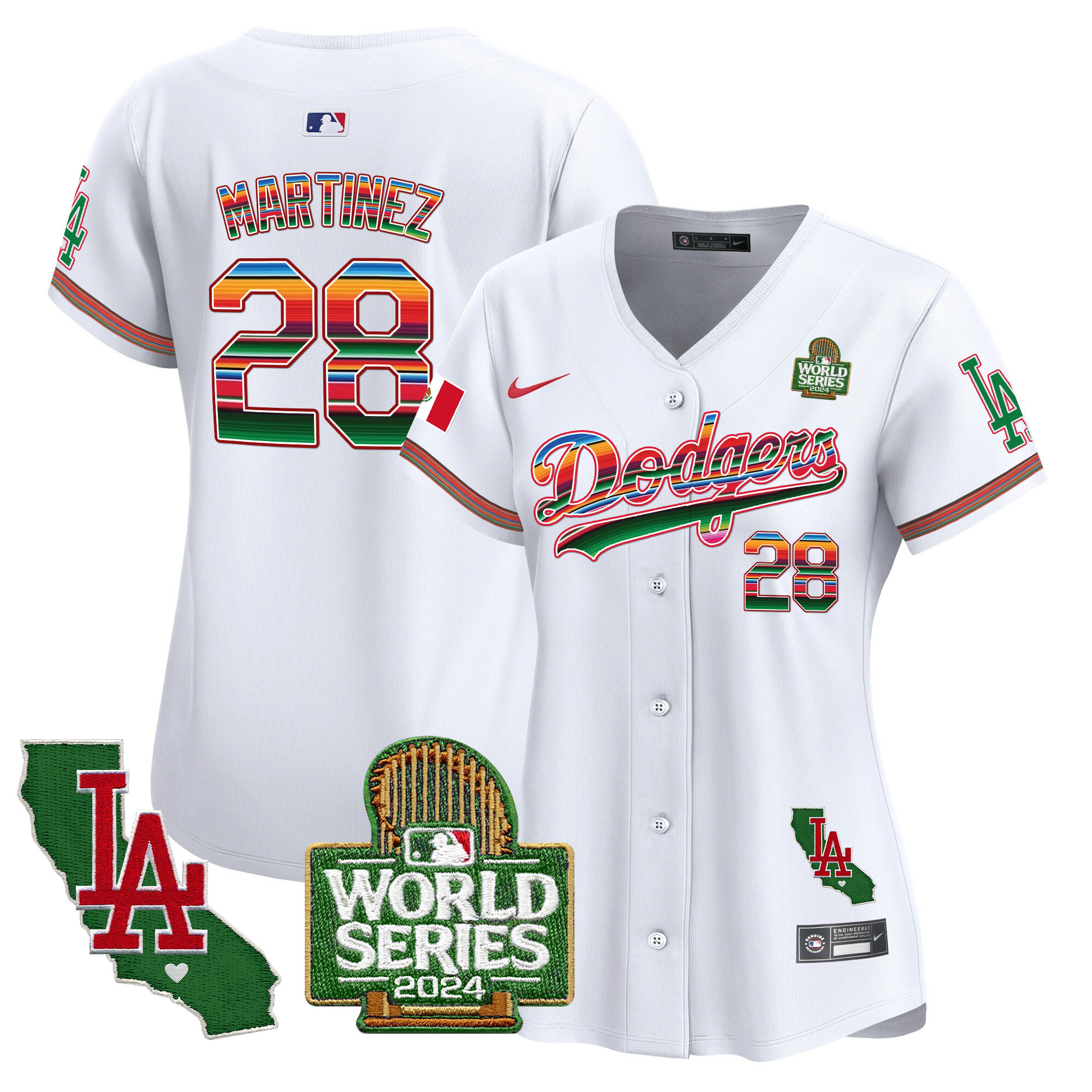 Women's Dodgers Mexico 2024 World Series Vapor Premier Limited Jersey V2 - All Stitched - Image 7