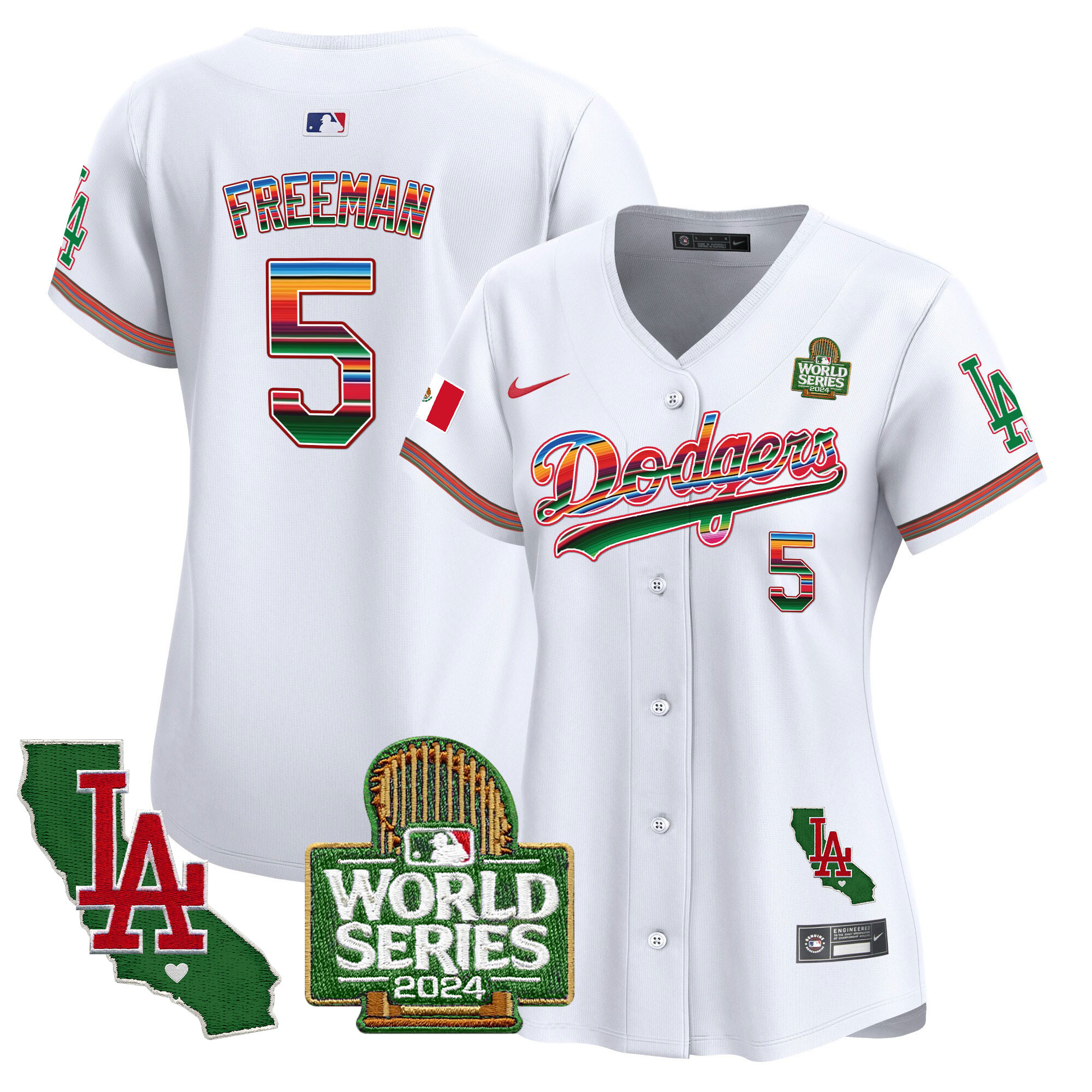 Women's Dodgers Mexico 2024 World Series Vapor Premier Limited Jersey V2 - All Stitched - Image 5