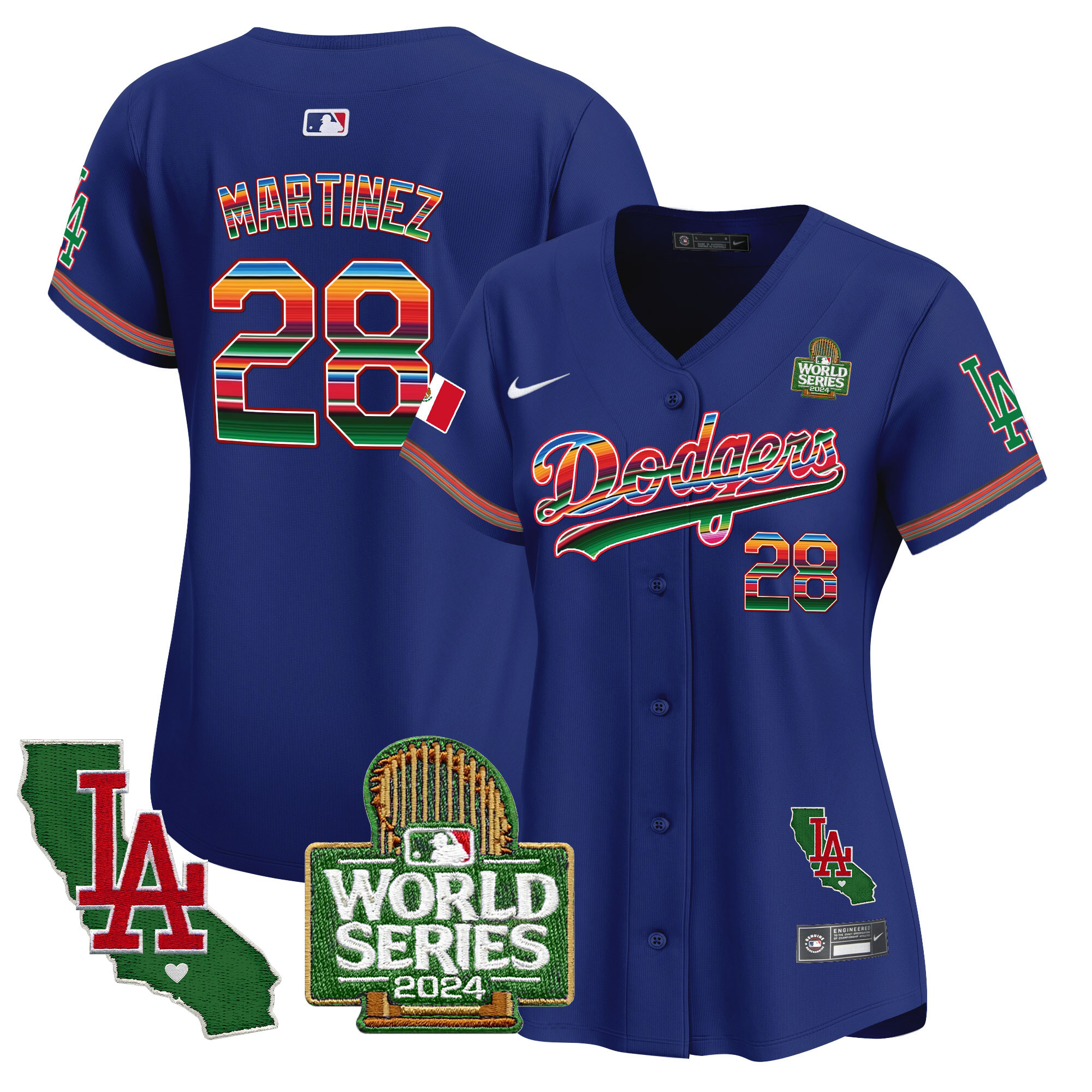 Women's Dodgers Mexico 2024 World Series Vapor Premier Limited Jersey V2 - All Stitched - Image 16