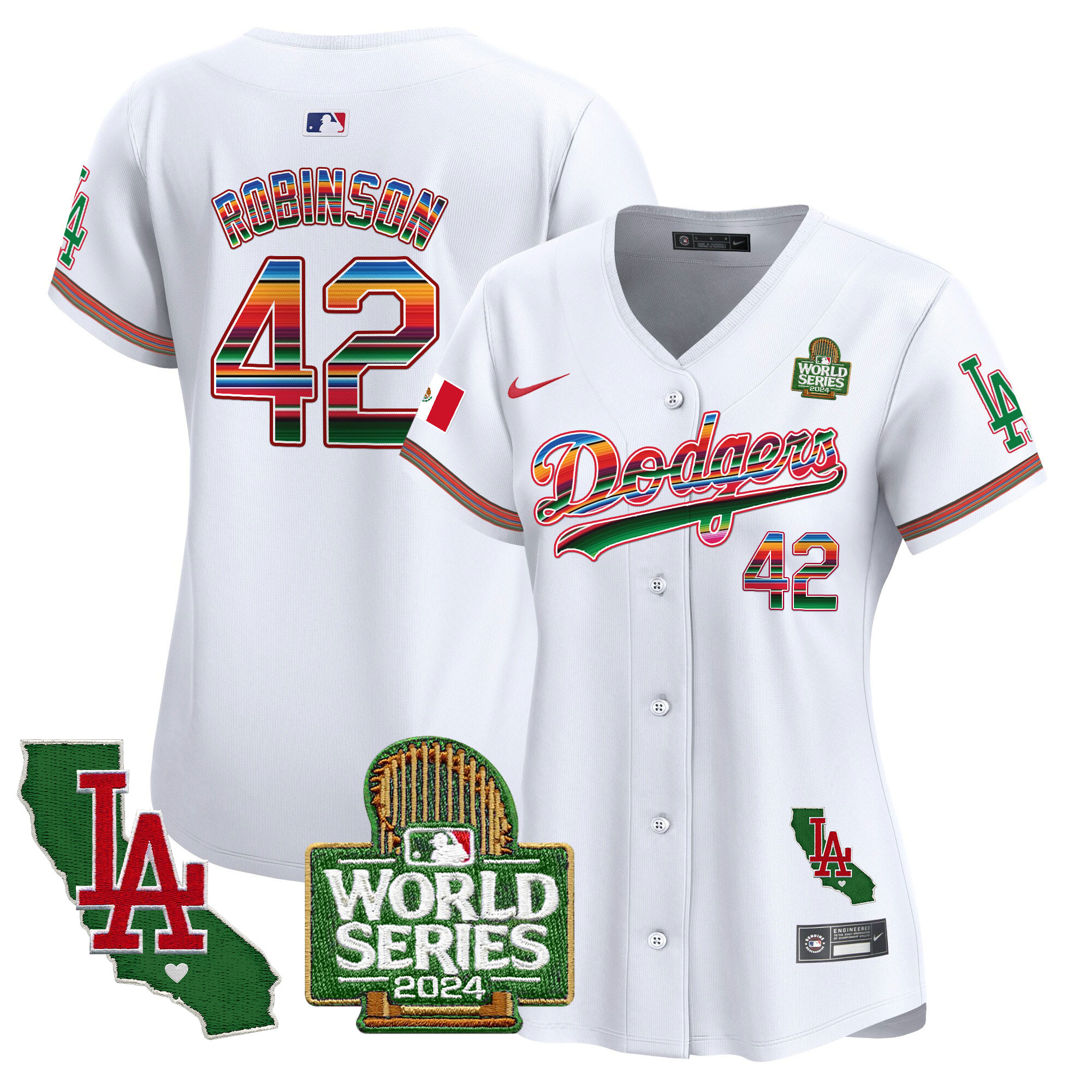 Women's Dodgers Mexico 2024 World Series Vapor Premier Limited Jersey V2 - All Stitched - Image 3