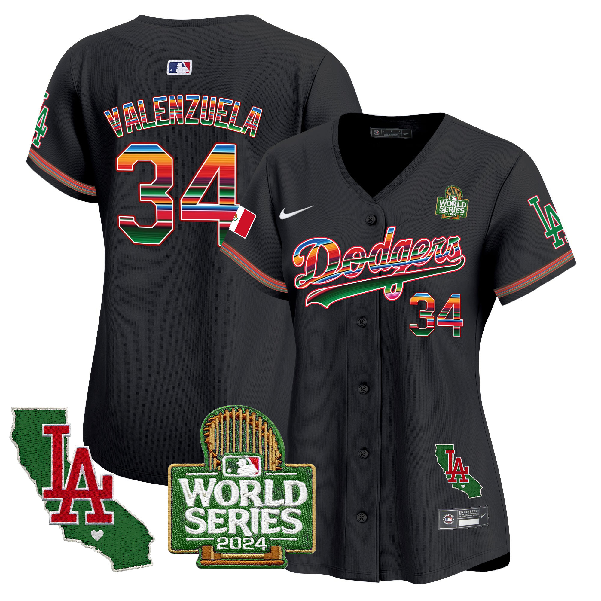 Women's Dodgers Mexico 2024 World Series Vapor Premier Limited Jersey V2 - All Stitched - Image 19