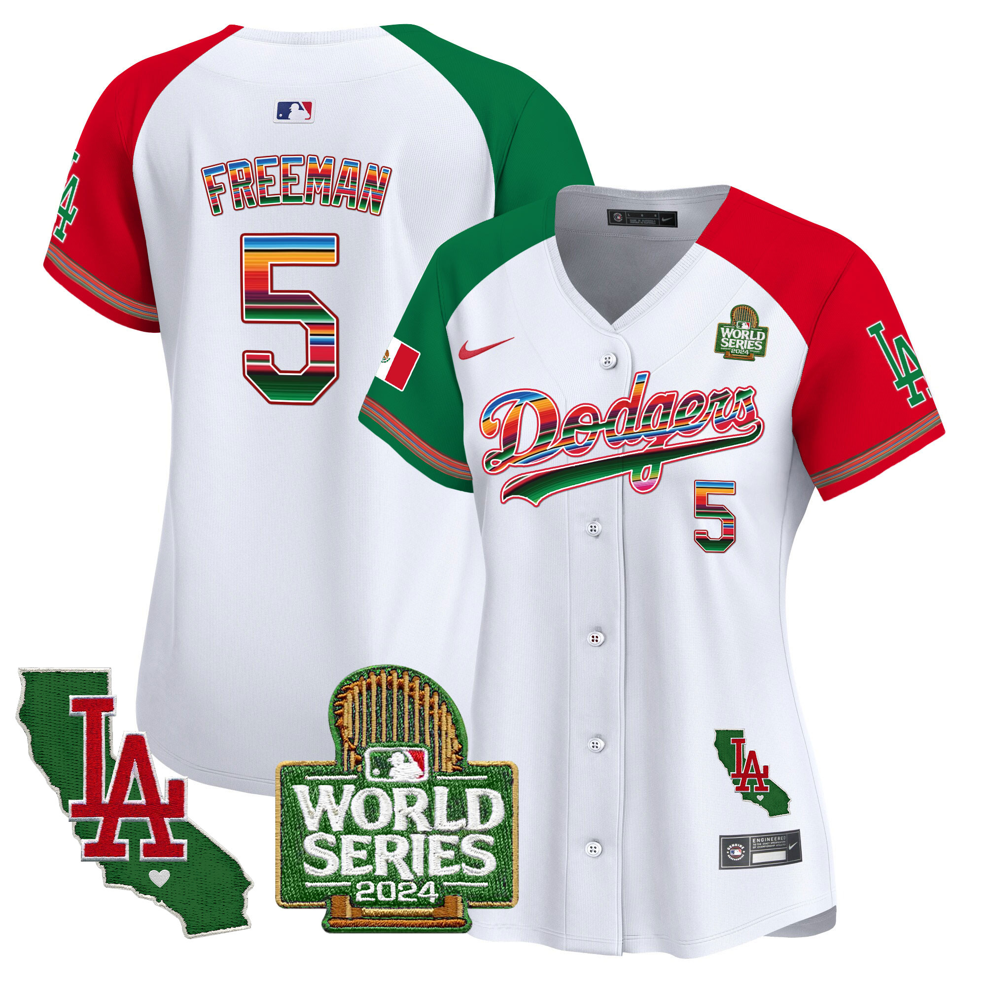 Women's Dodgers Mexico 2024 World Series Vapor Premier Limited Jersey V2 - All Stitched - Image 32