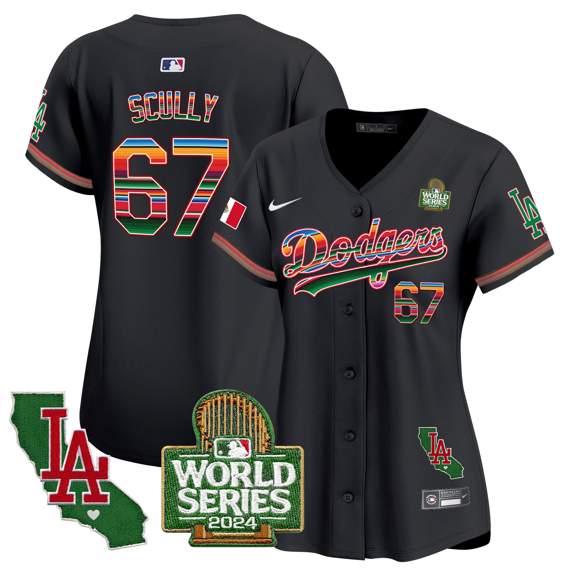 Women's Dodgers Mexico 2024 World Series Vapor Premier Limited Jersey V2 - All Stitched - Image 24