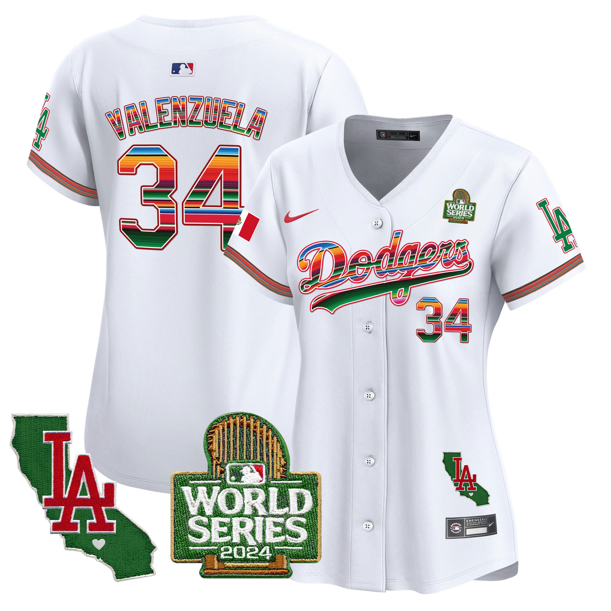 Women's Dodgers Mexico 2024 World Series Vapor Premier Limited Jersey V2 - All Stitched