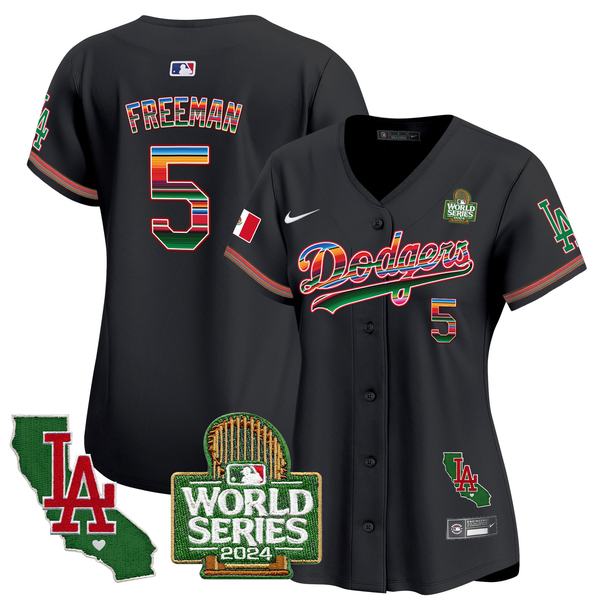 Women's Dodgers Mexico 2024 World Series Vapor Premier Limited Jersey V2 - All Stitched - Image 23