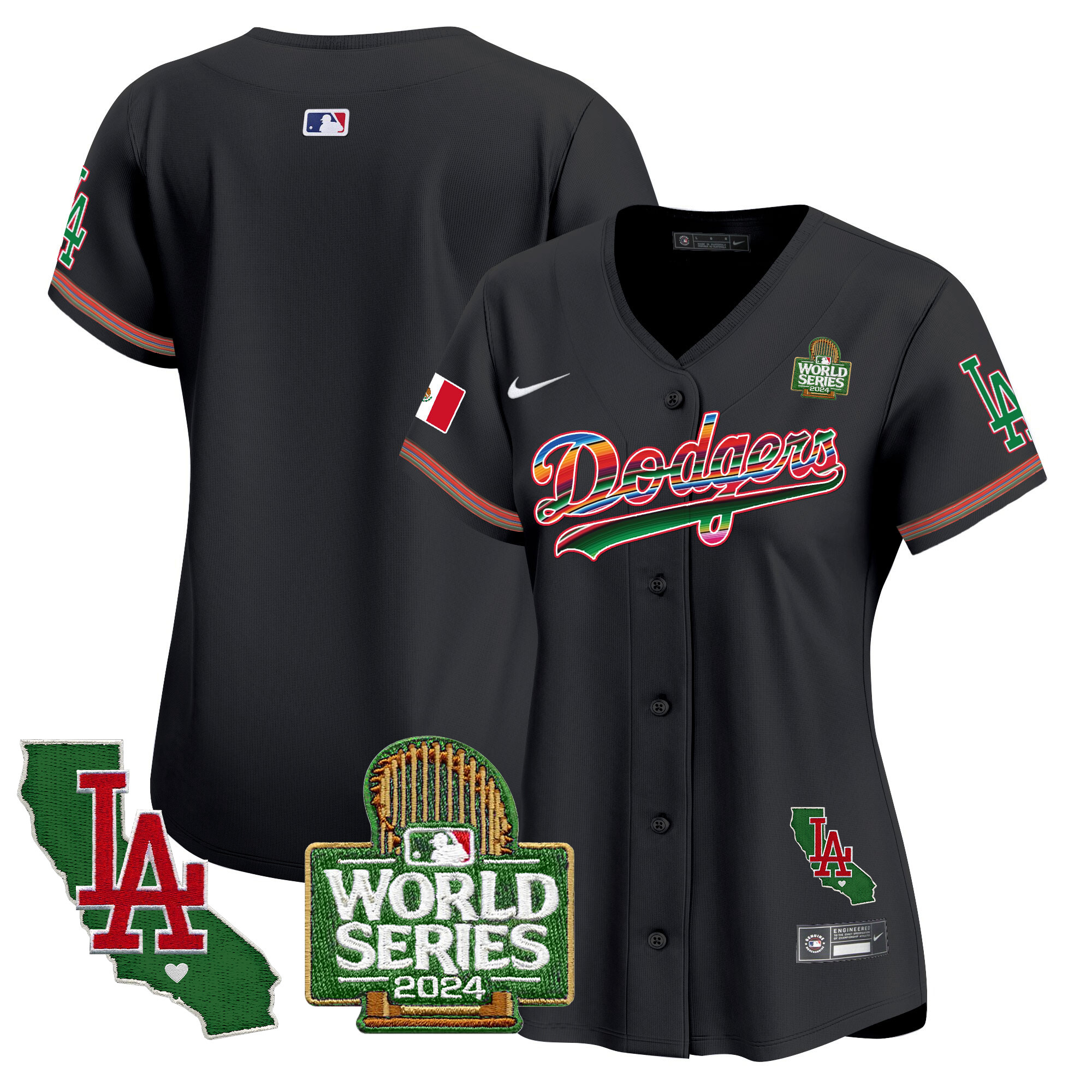 Women's Dodgers Mexico 2024 World Series Vapor Premier Limited Jersey V2 - All Stitched - Image 27