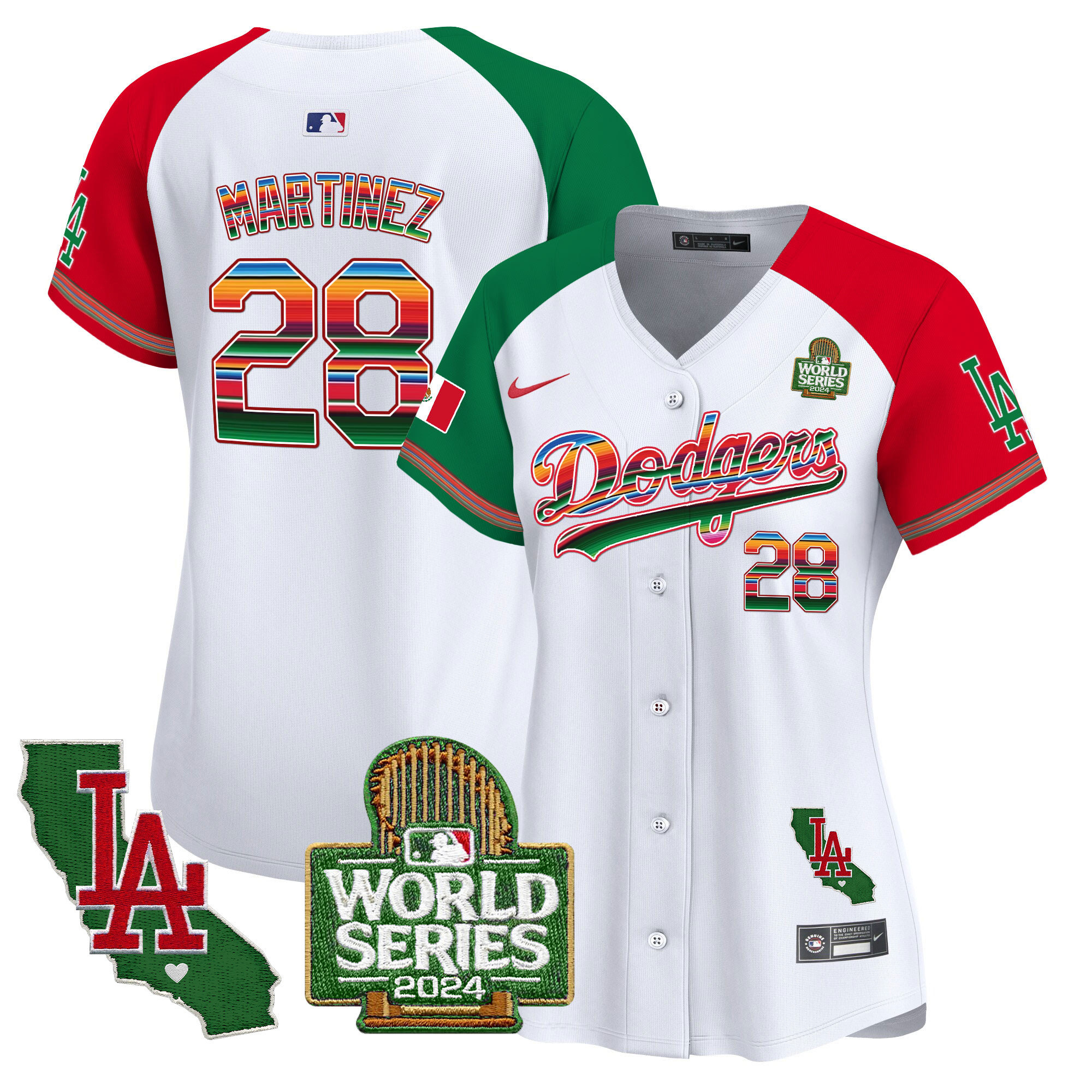Women's Dodgers Mexico 2024 World Series Vapor Premier Limited Jersey V2 - All Stitched - Image 34