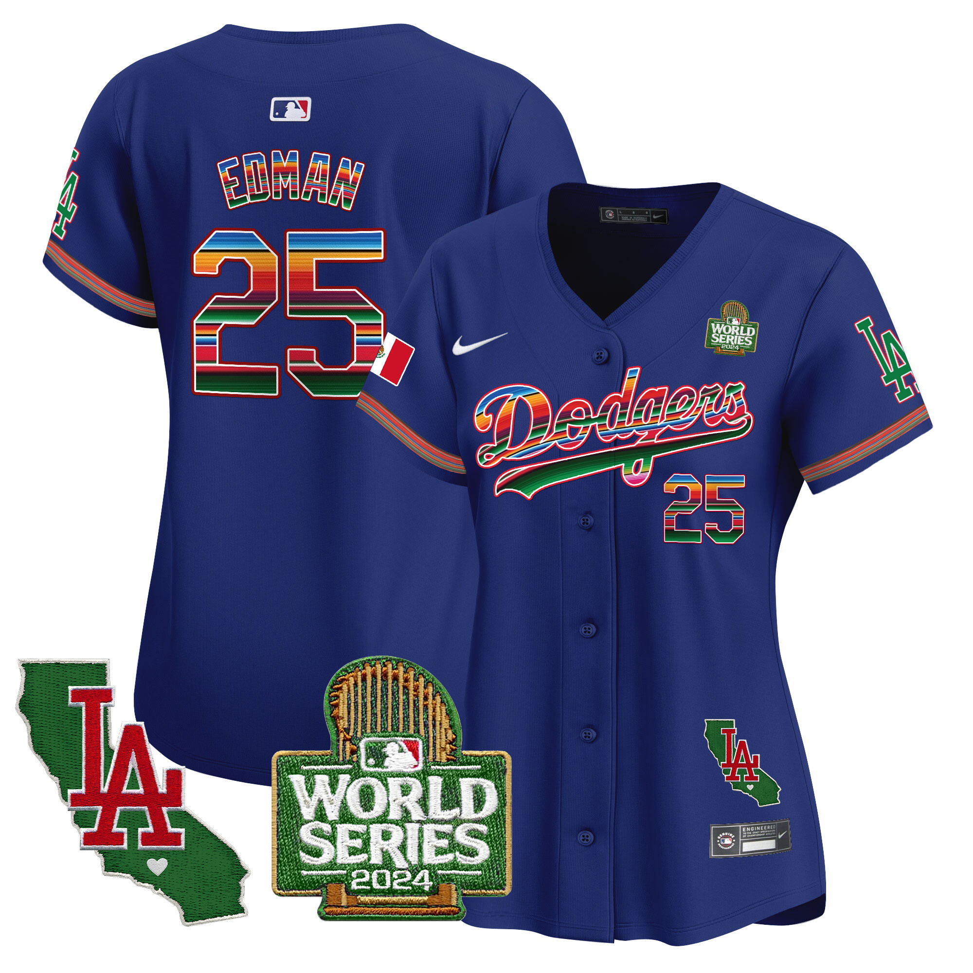 Women's Dodgers Mexico 2024 World Series Vapor Premier Limited Jersey V2 - All Stitched - Image 17