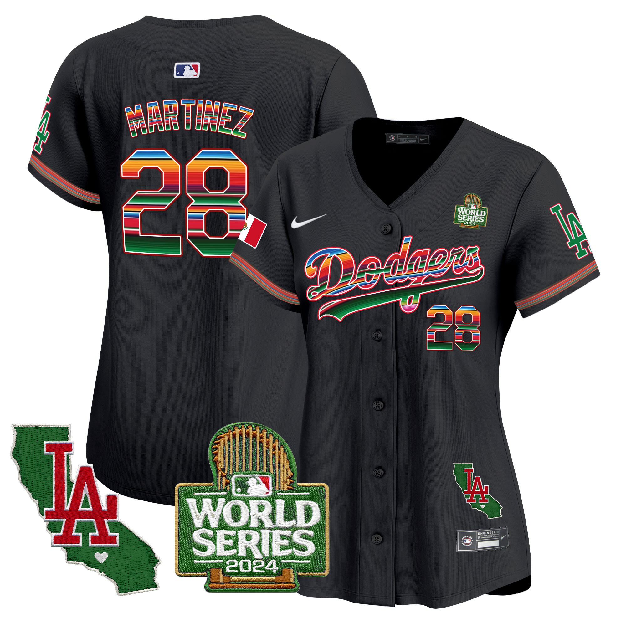 Women's Dodgers Mexico 2024 World Series Vapor Premier Limited Jersey V2 - All Stitched - Image 25