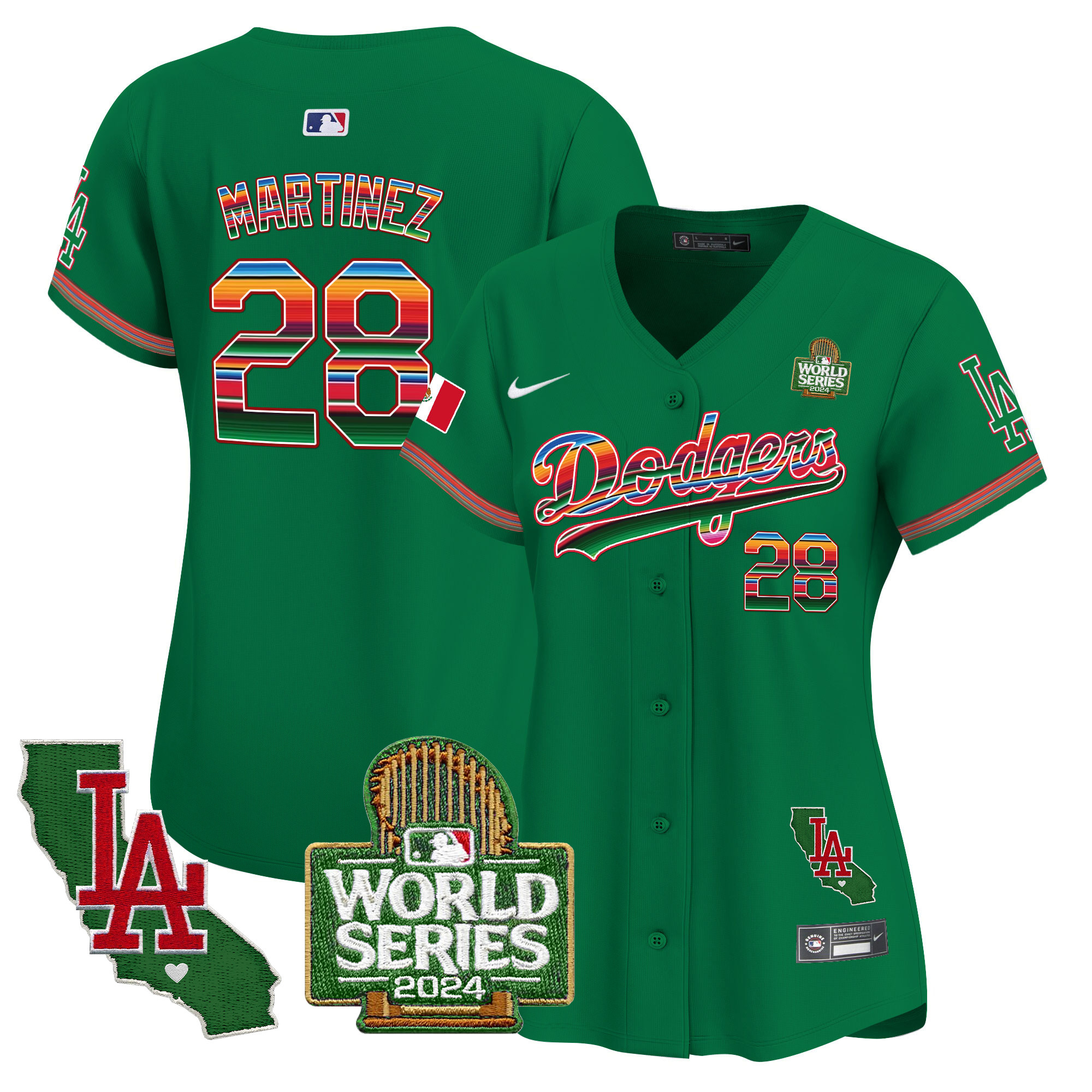 Women's Dodgers Mexico 2024 World Series Vapor Premier Limited Jersey V2 - All Stitched - Image 43