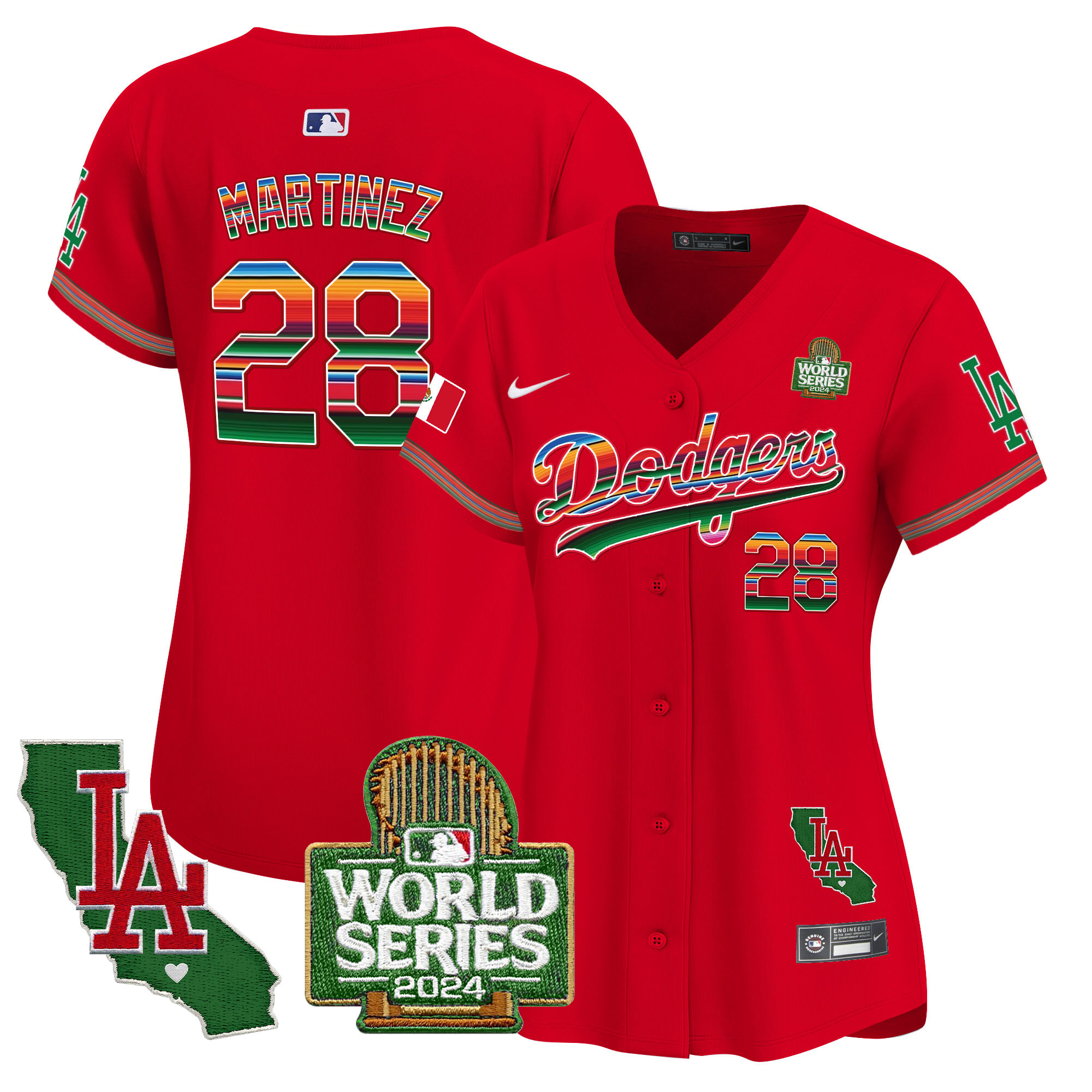 Women's Dodgers Mexico 2024 World Series Vapor Premier Limited Jersey V2 - All Stitched - Image 52