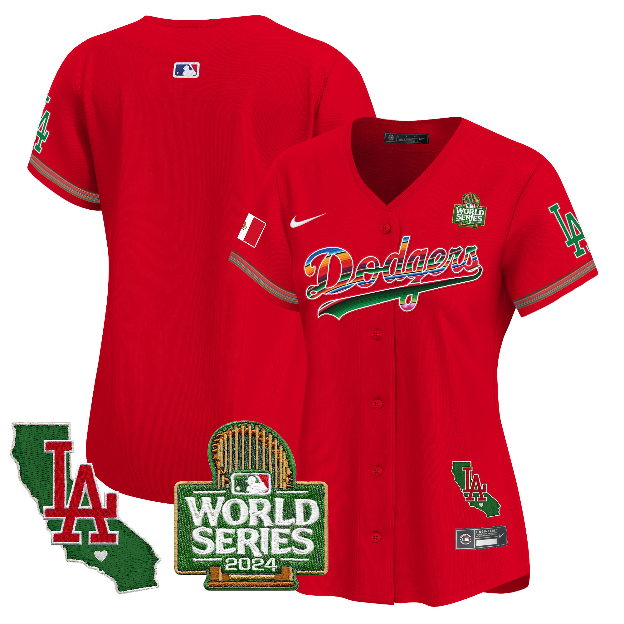 Women's Dodgers Mexico 2024 World Series Vapor Premier Limited Jersey V2 - All Stitched - Image 54