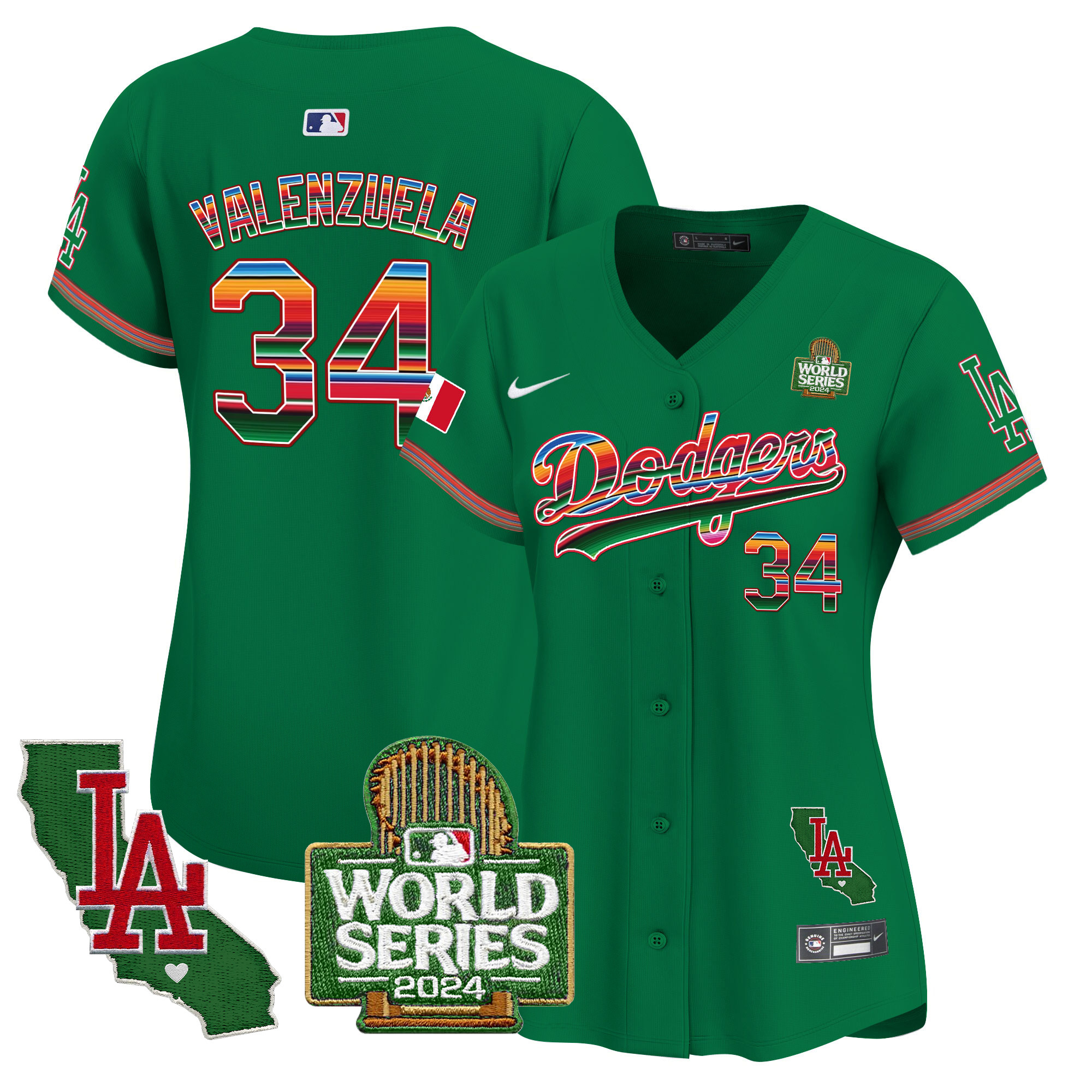 Women's Dodgers Mexico 2024 World Series Vapor Premier Limited Jersey V2 - All Stitched - Image 37