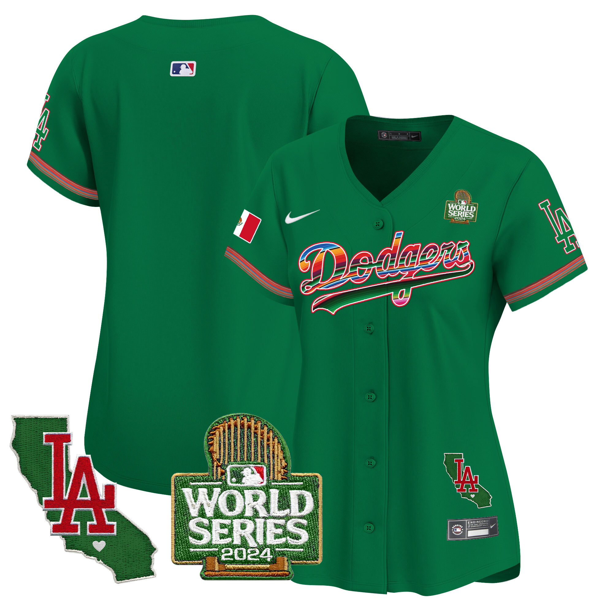 Women's Dodgers Mexico 2024 World Series Vapor Premier Limited Jersey V2 - All Stitched - Image 45