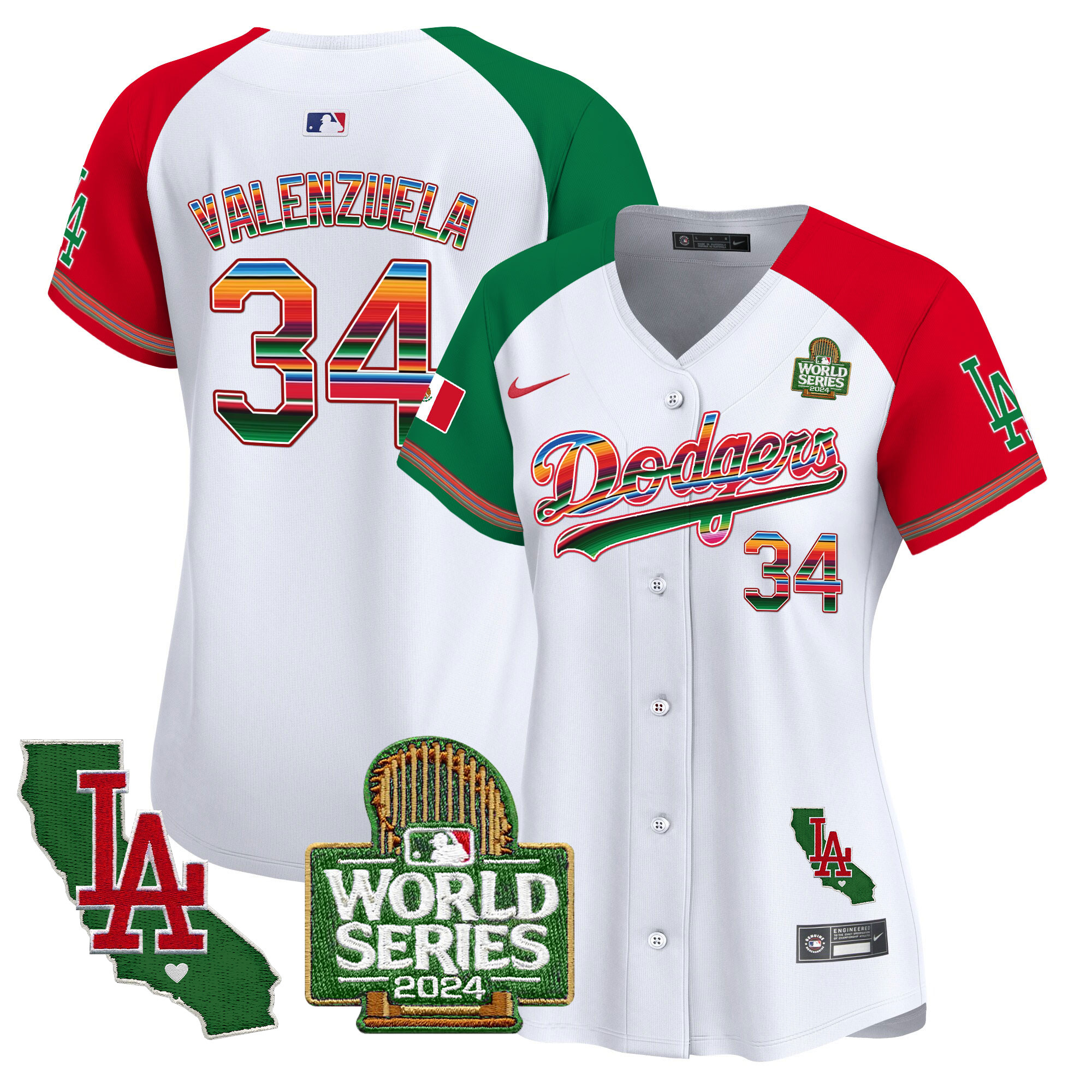 Women's Dodgers Mexico 2024 World Series Vapor Premier Limited Jersey V2 - All Stitched - Image 28