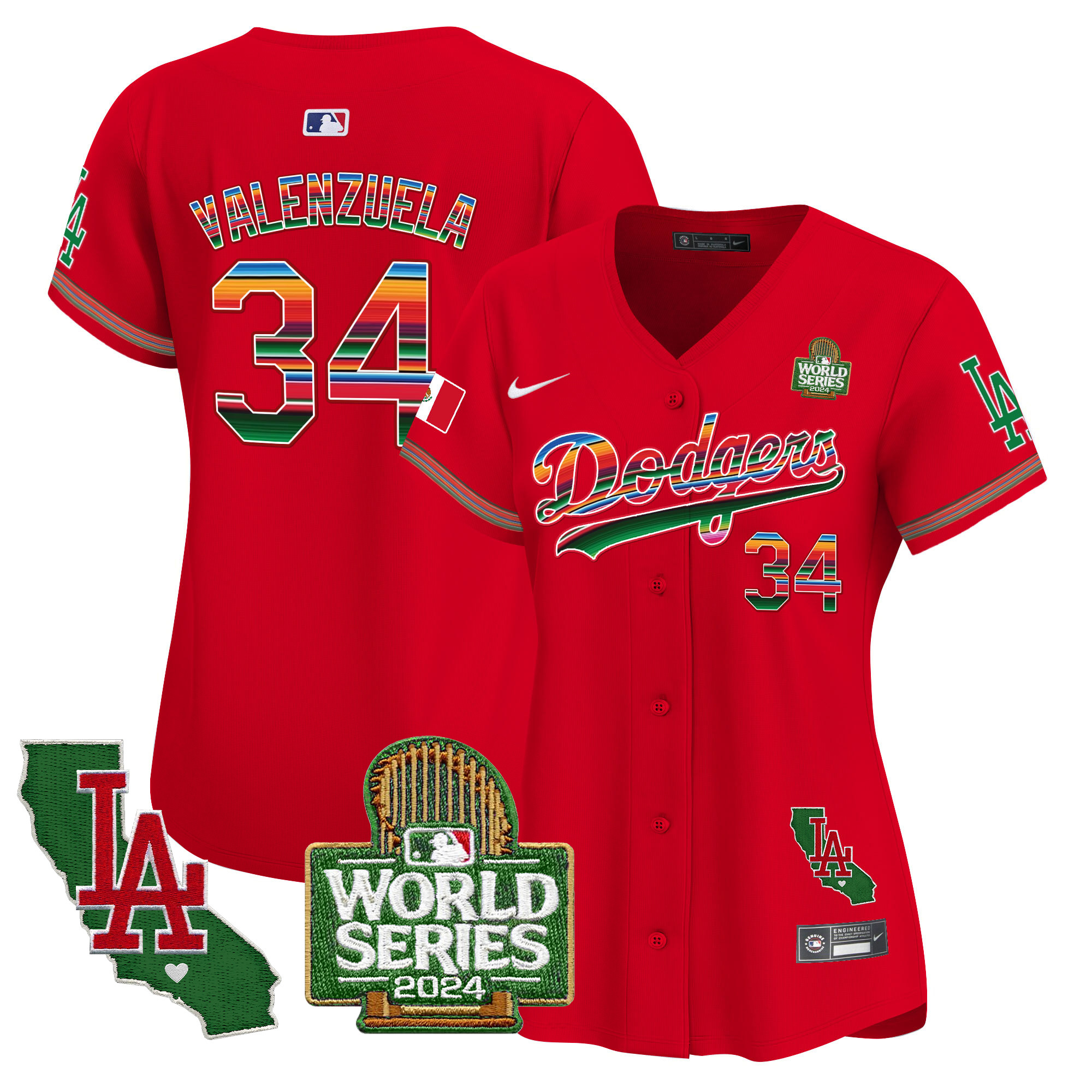 Women's Dodgers Mexico 2024 World Series Vapor Premier Limited Jersey V2 - All Stitched - Image 46