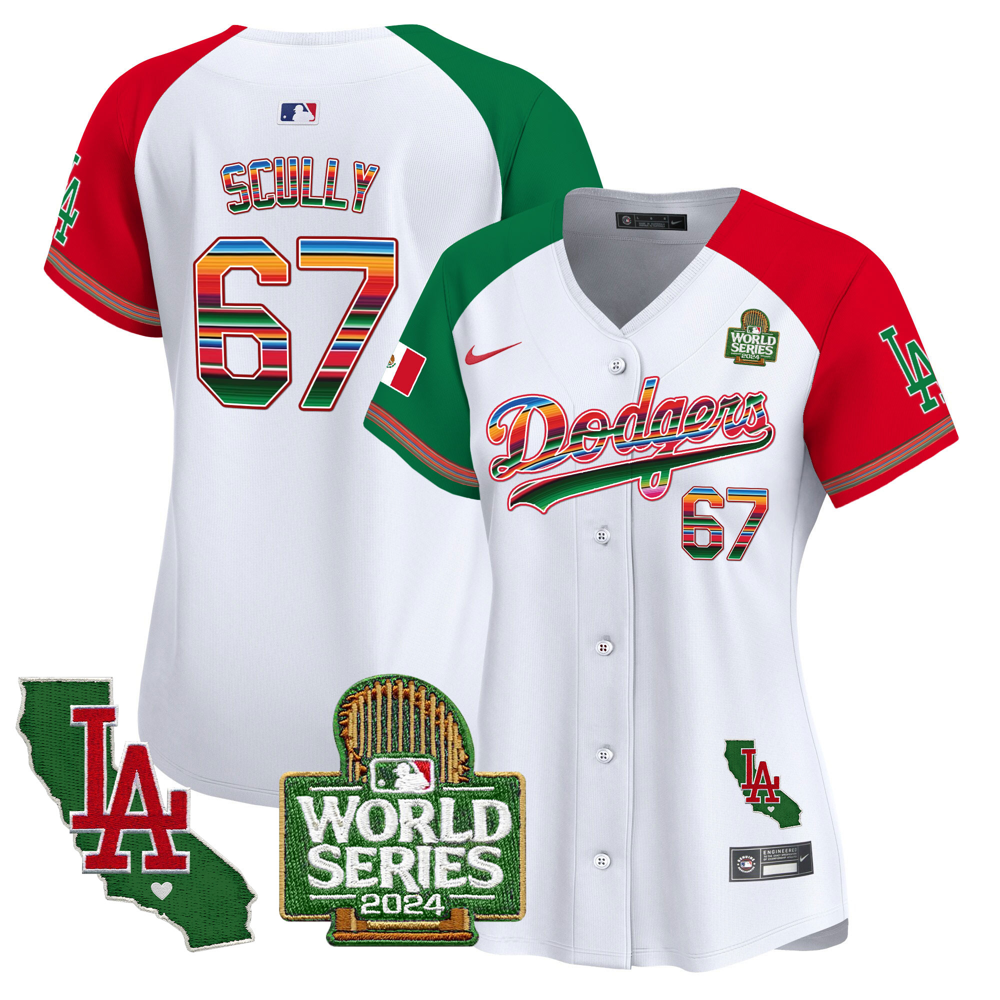 Women's Dodgers Mexico 2024 World Series Vapor Premier Limited Jersey V2 - All Stitched - Image 33