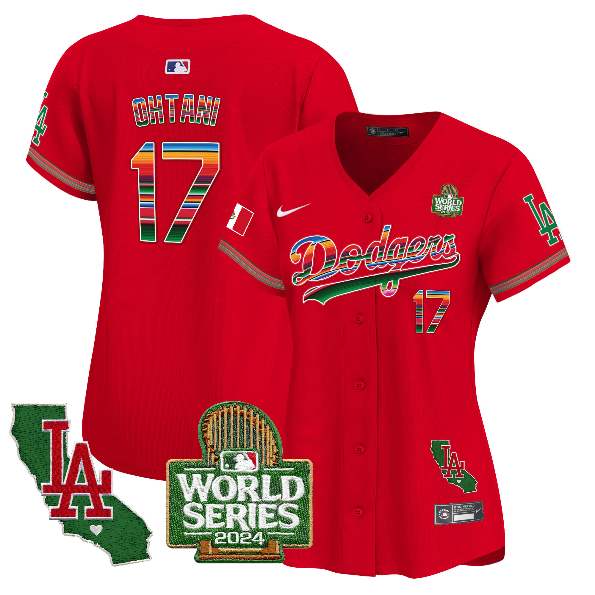 Women's Dodgers Mexico 2024 World Series Vapor Premier Limited Jersey V2 - All Stitched - Image 47