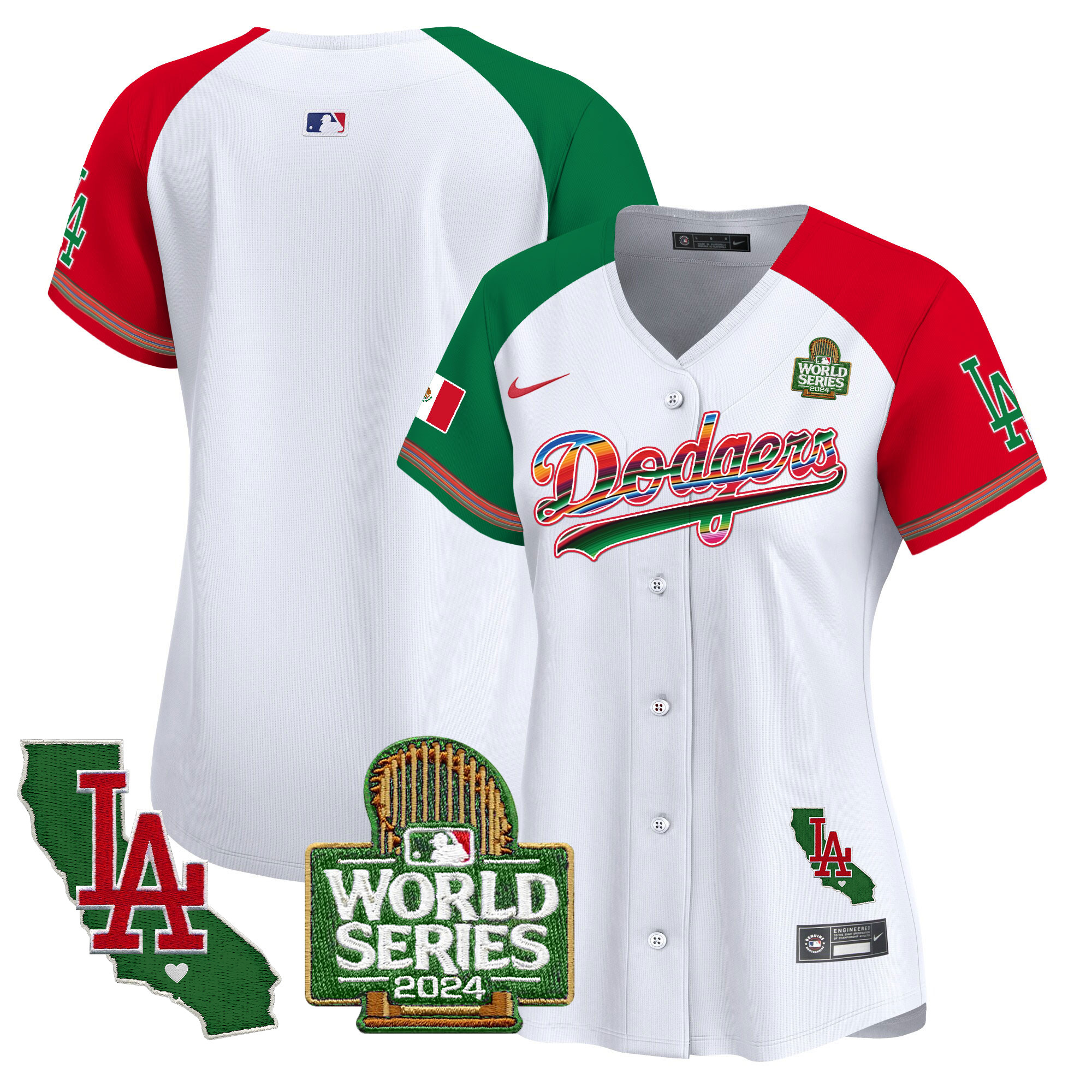Women's Dodgers Mexico 2024 World Series Vapor Premier Limited Jersey V2 - All Stitched - Image 36