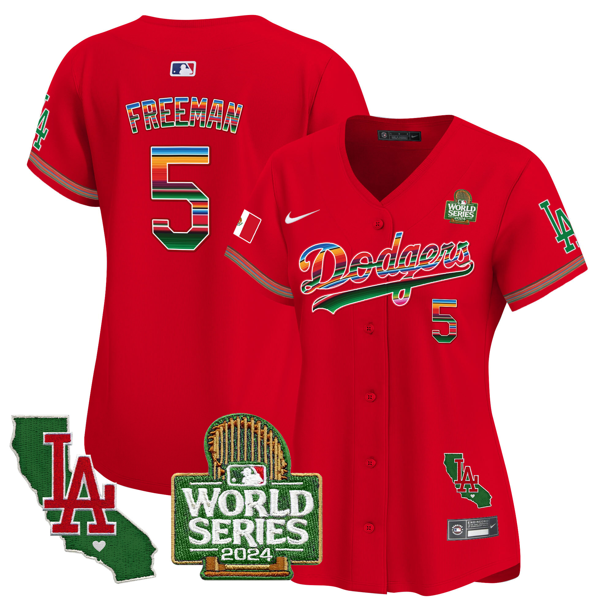 Women's Dodgers Mexico 2024 World Series Vapor Premier Limited Jersey V2 - All Stitched - Image 50